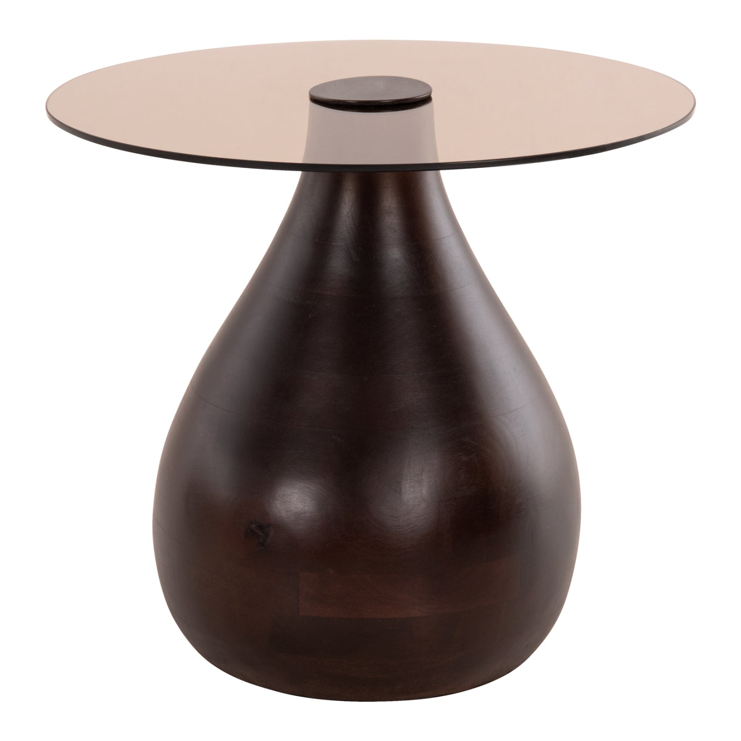 Помощни маси CHANG манго дърво/стъклен плот кафяв цвят Φ55x49.5 и Φ40x36.5см.