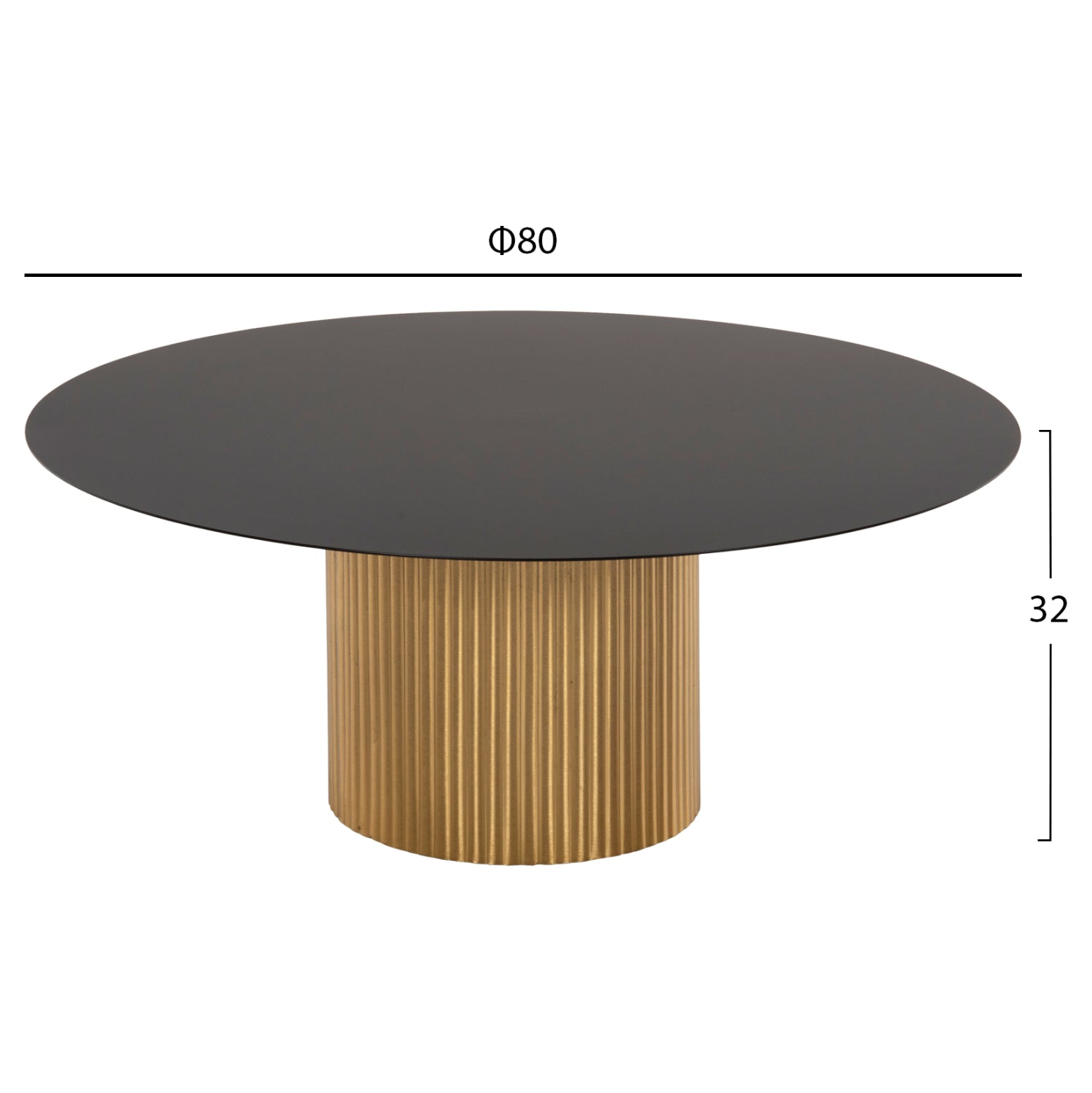 Холна маса  CLAD ф80 -цвят златист-черен Φ80x32см