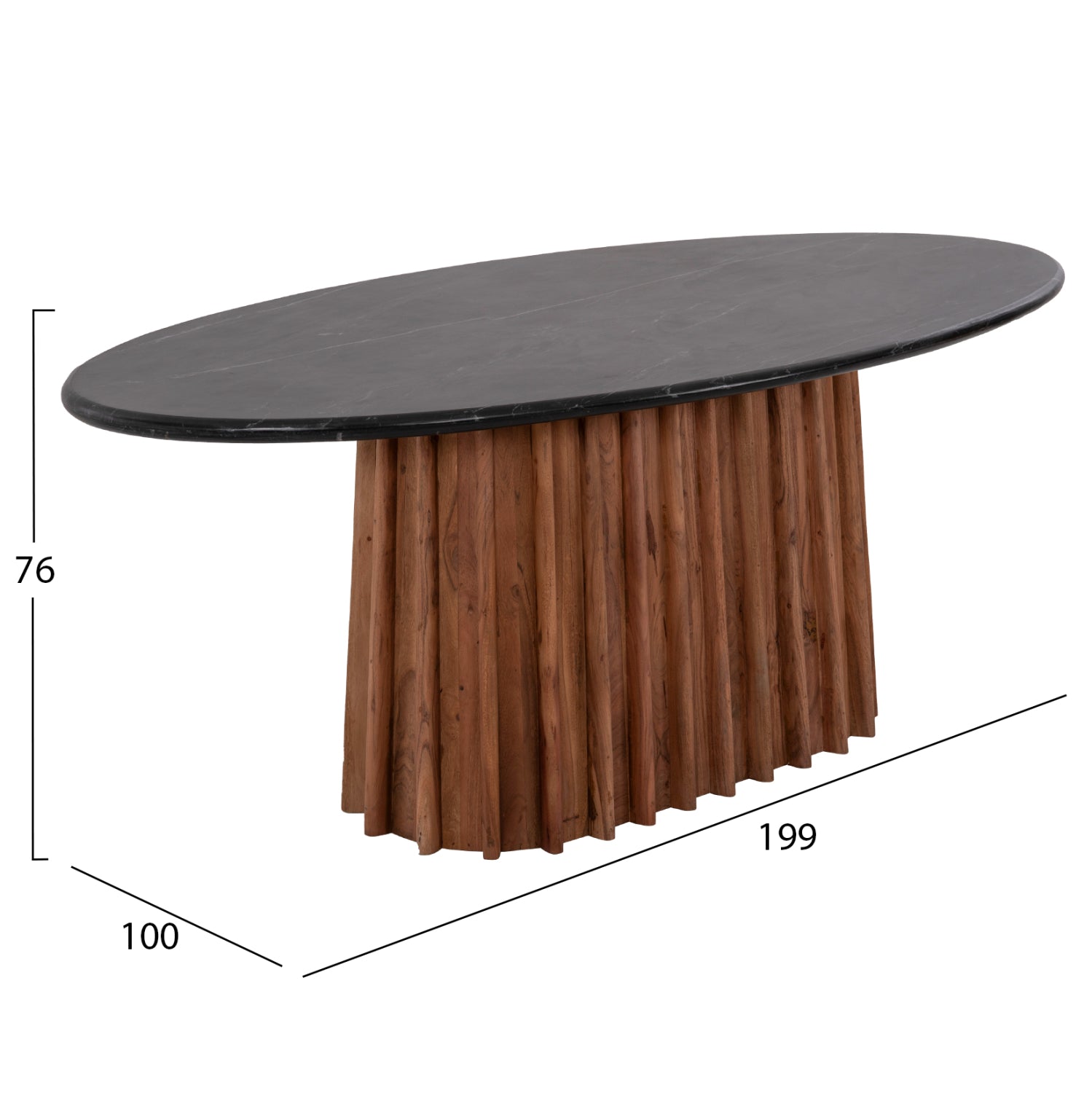 Маса DRAXX  овална 200x100x76 см черен-естествен цвят