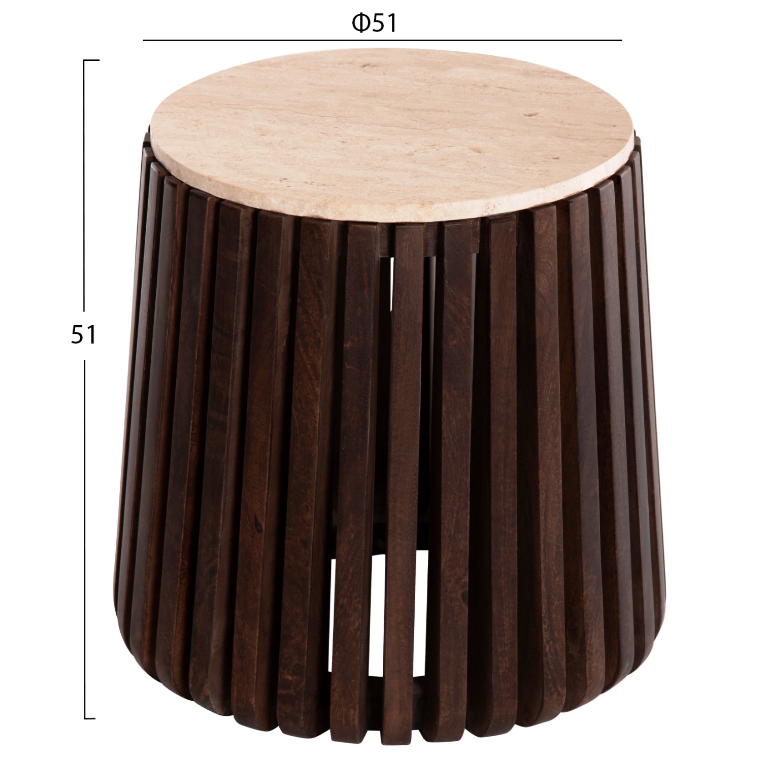 Странична маса KREST кафяв-бял цвят Φ50x50см