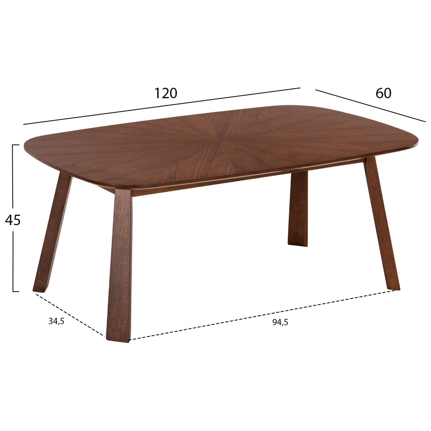 Холна маса  RINER 2 тъмен орех цвят 120x60x45см