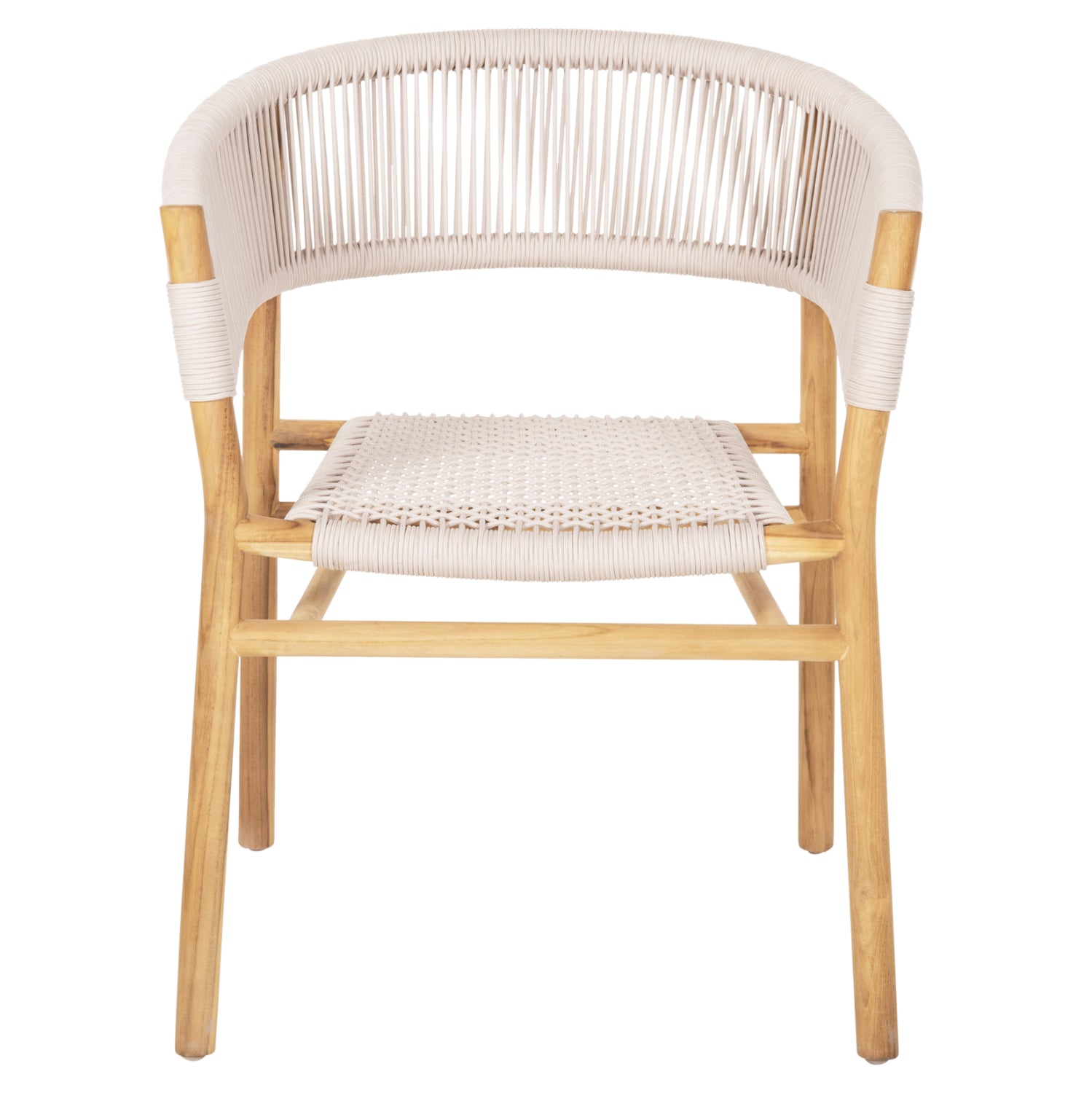 Кресло Ървинг цвят бежово въже-натурал тиково дърво 60x55x78