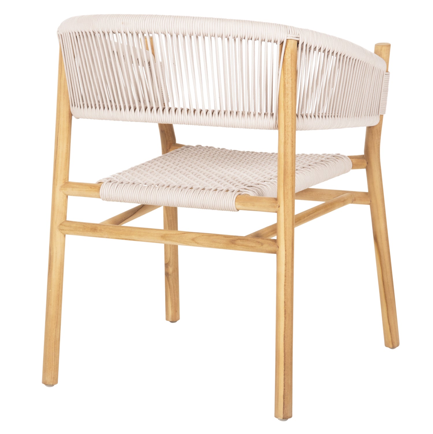 Кресло Ървинг цвят бежово въже-натурал тиково дърво 60x55x78