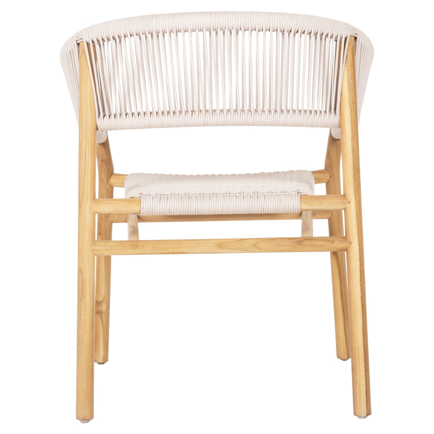 Кресло Ървинг цвят бежово въже-натурал тиково дърво 60x55x78