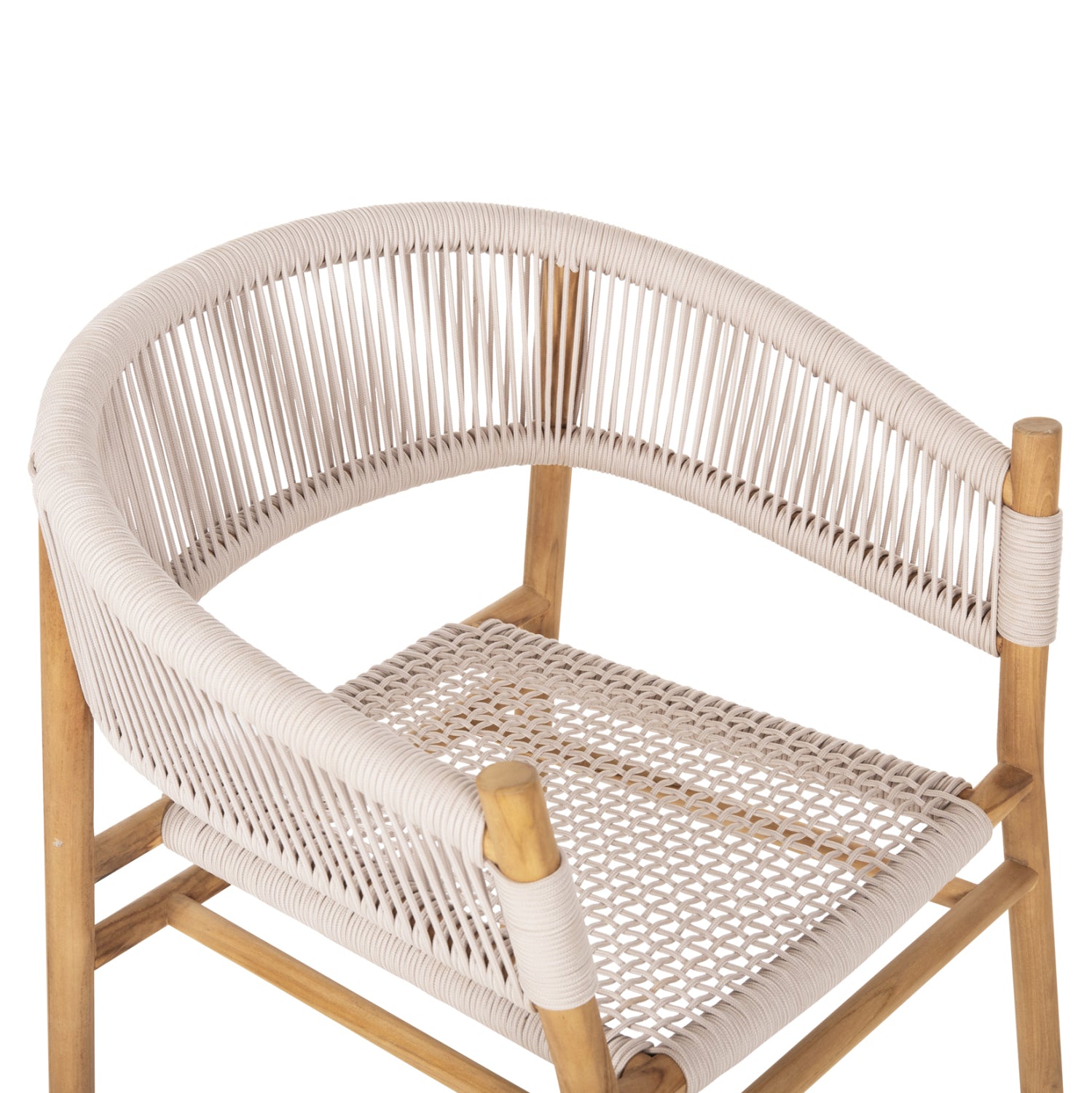 Кресло Ървинг цвят бежово въже-натурал тиково дърво 60x55x78
