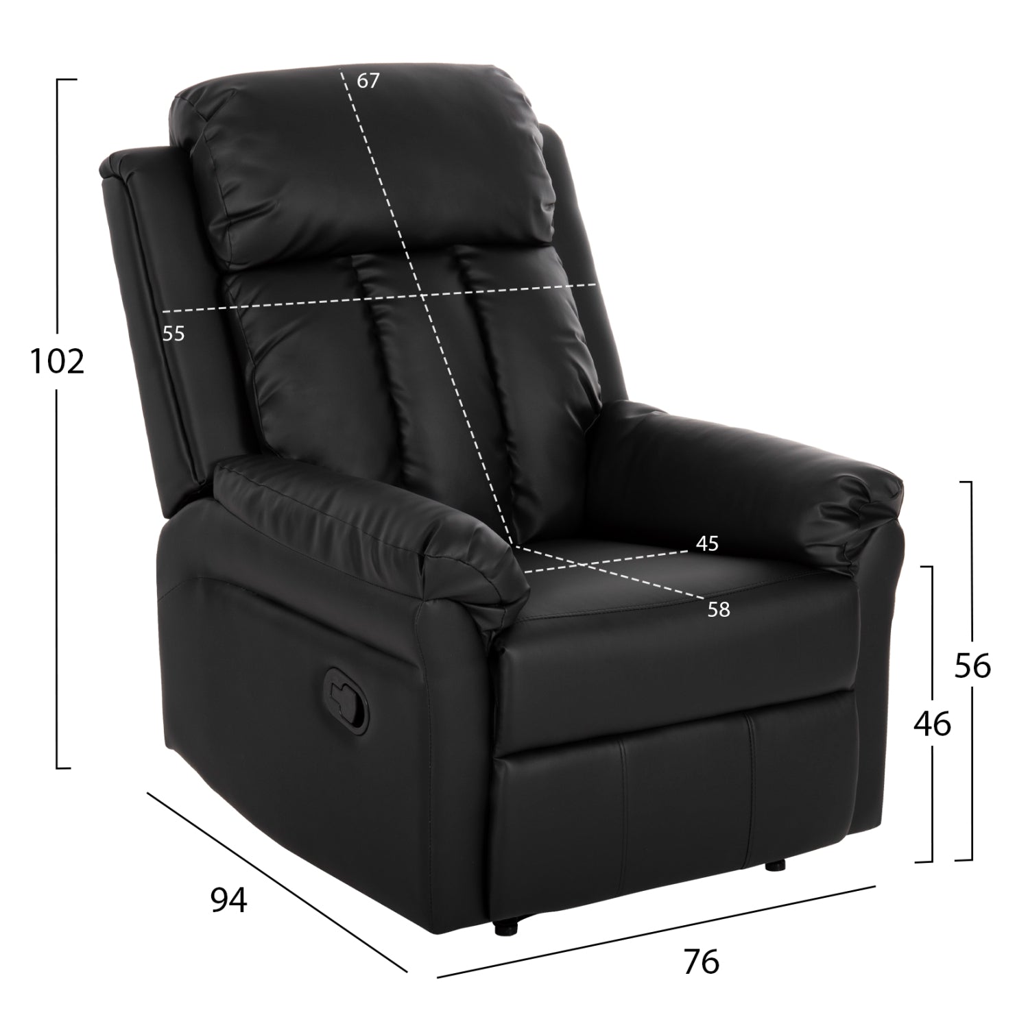 Масажно кресло HARP черен цвят PU 76x94x102