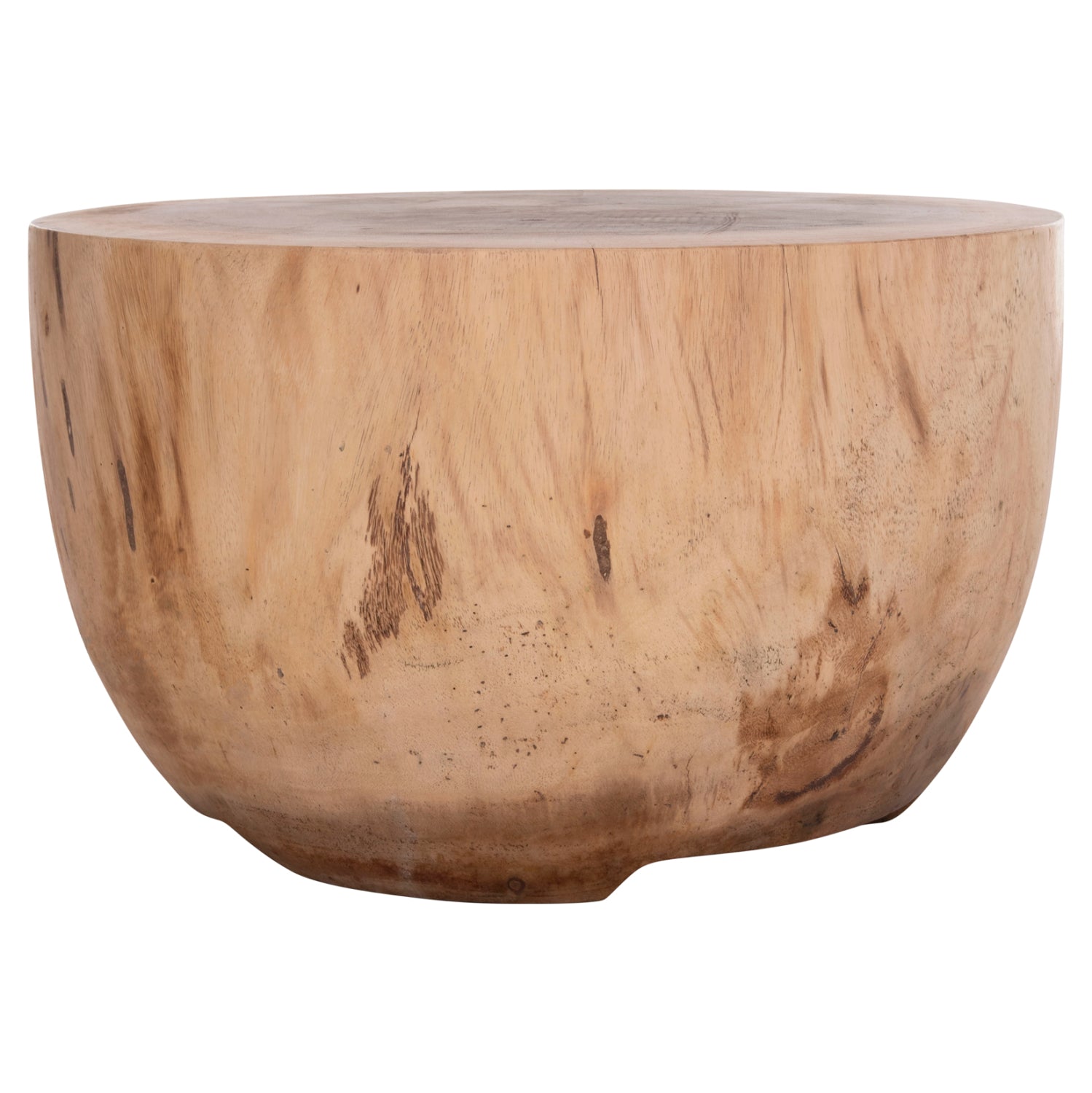 Кръгла масичка за кафе Pompu, масивна дървесина suar, естествен цвят φ60x35hcм