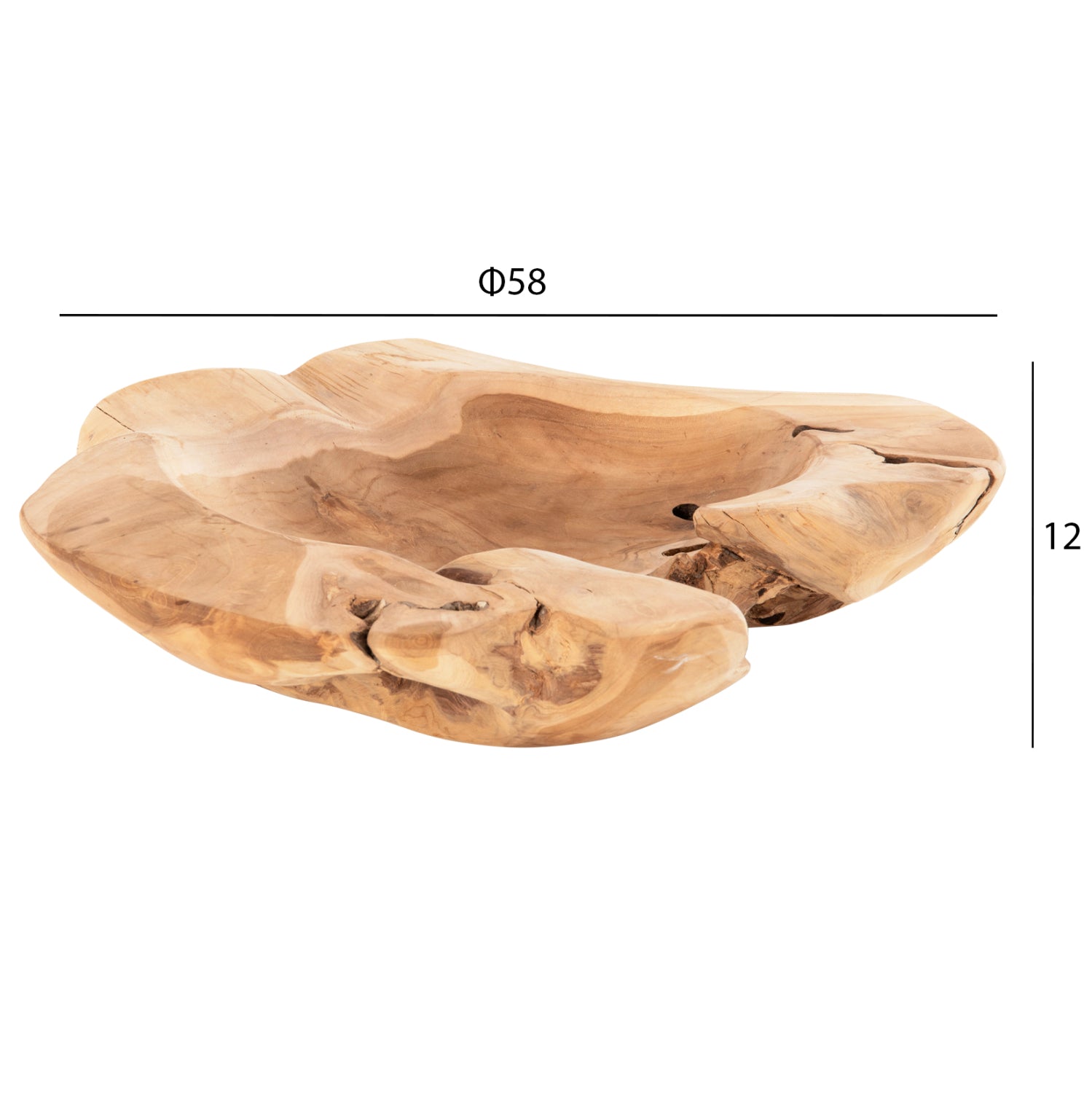 Дървена купа за маса натурал Φ58x12