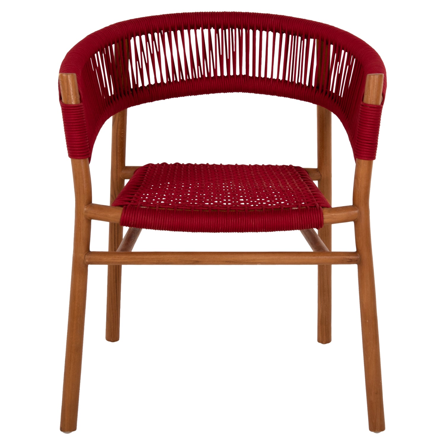 Кресло Ървинг тиково дърво/въже бордо  60x55x75