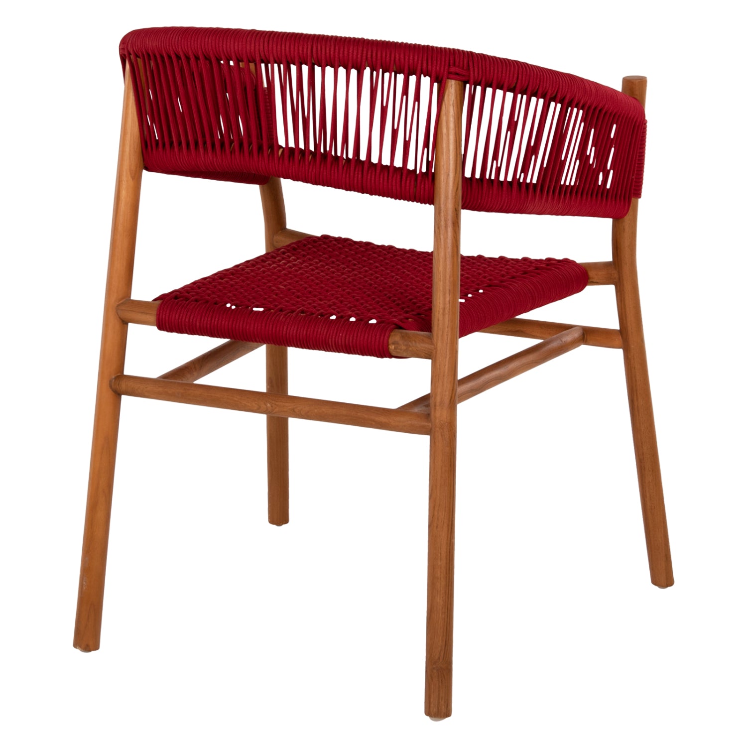 Кресло Ървинг тиково дърво/въже бордо  60x55x75