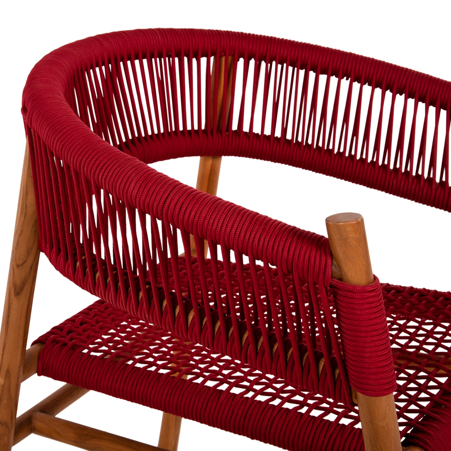 Кресло Ървинг тиково дърво/въже бордо  60x55x75