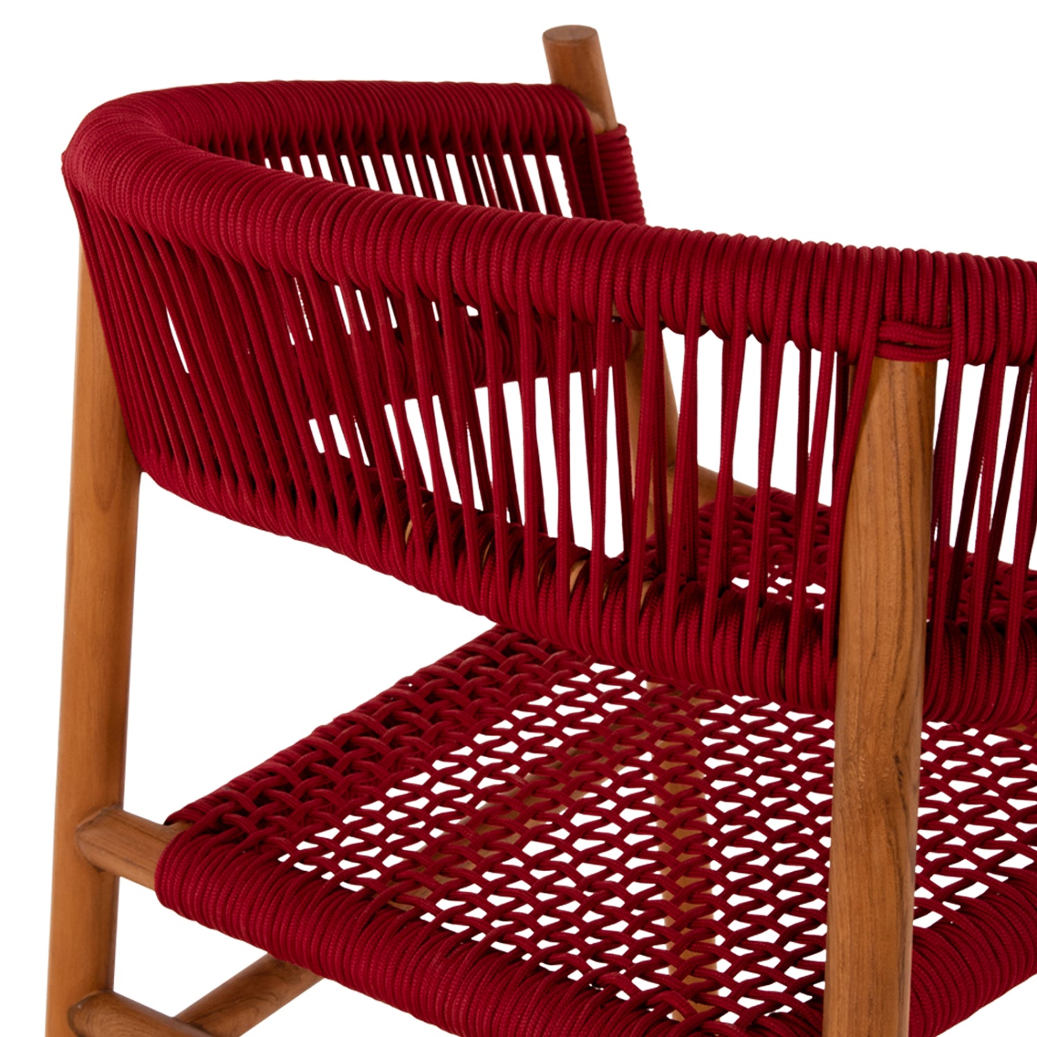Кресло Ървинг тиково дърво/въже бордо  60x55x75