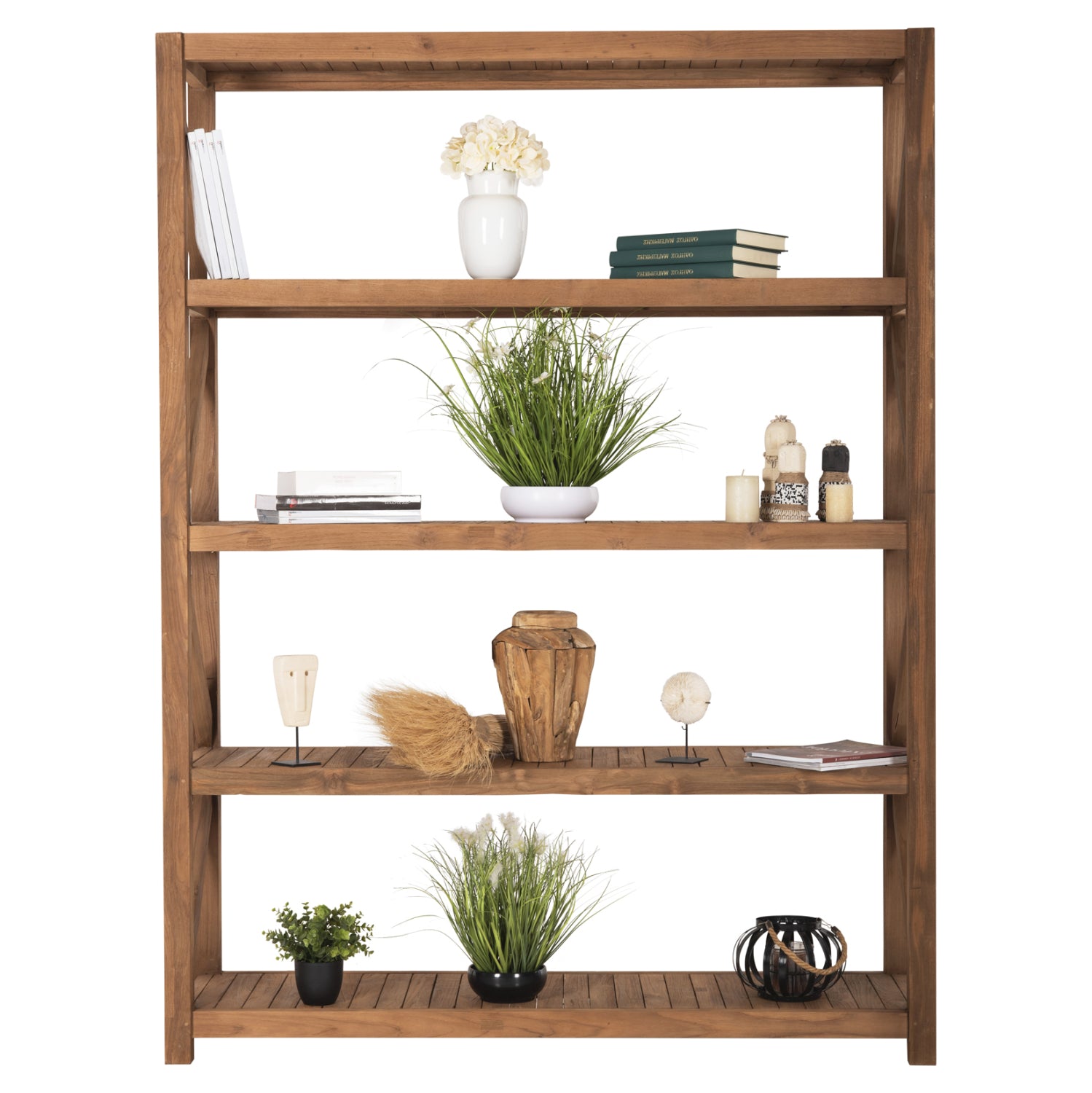 Книжотека kitaku рециклиран тик в натурален цвят 150x45x200всм.