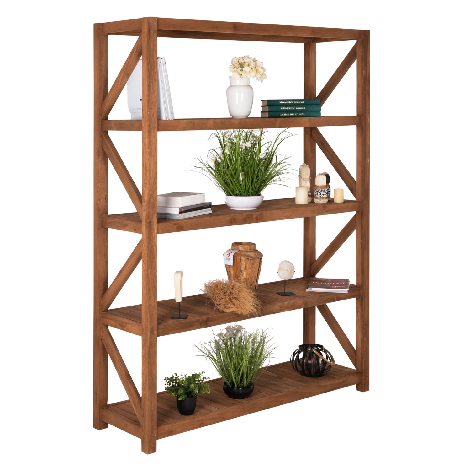Книжотека kitaku рециклиран тик в натурален цвят 150x45x200всм.