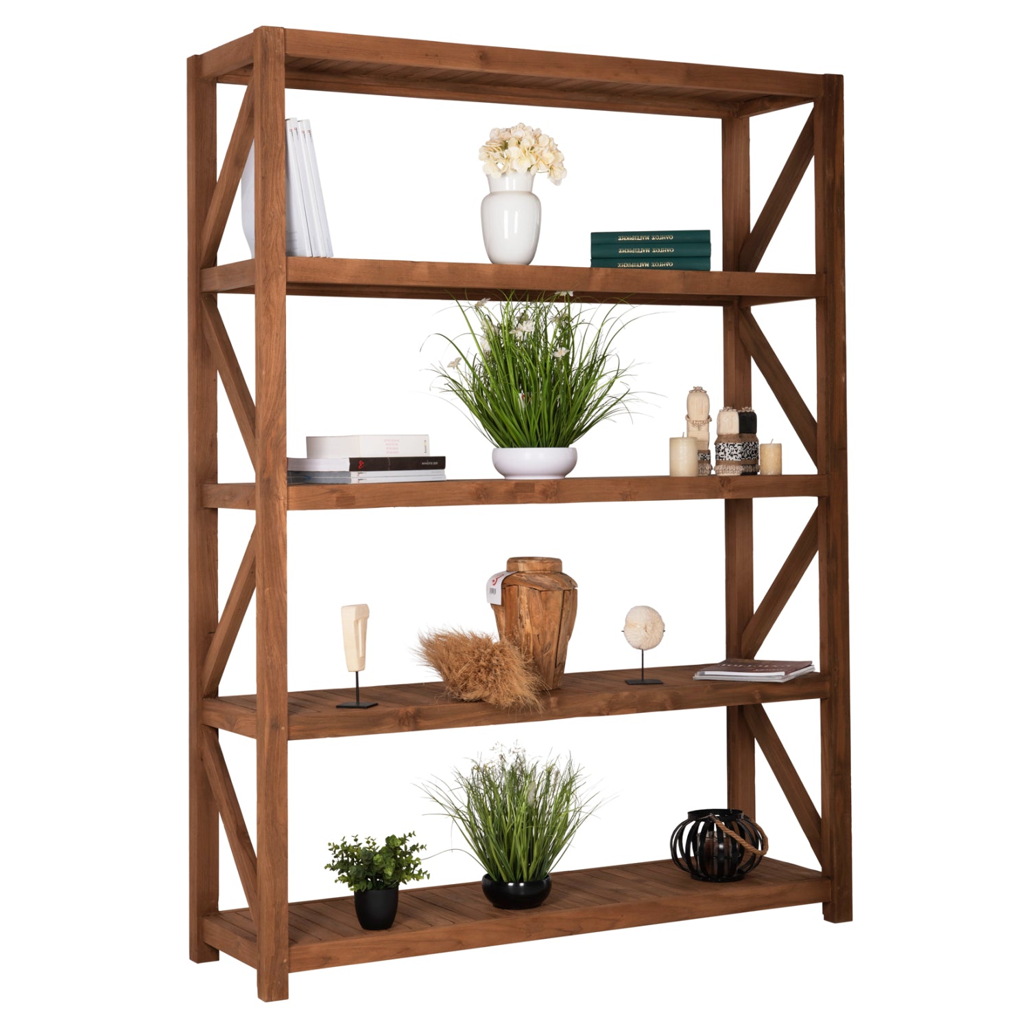 Книжотека kitaku рециклиран тик в натурален цвят 150x45x200всм.
