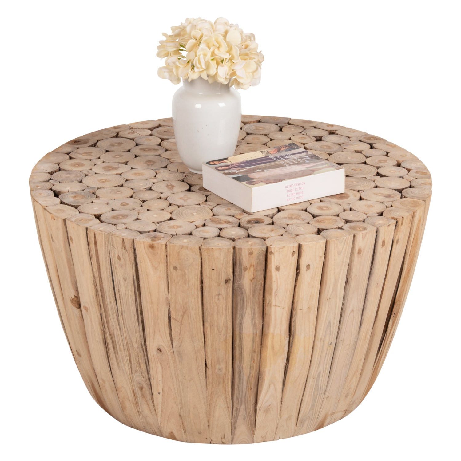 Масичка за кафе Теа тиково дърво естествен цвят Φ80x46см