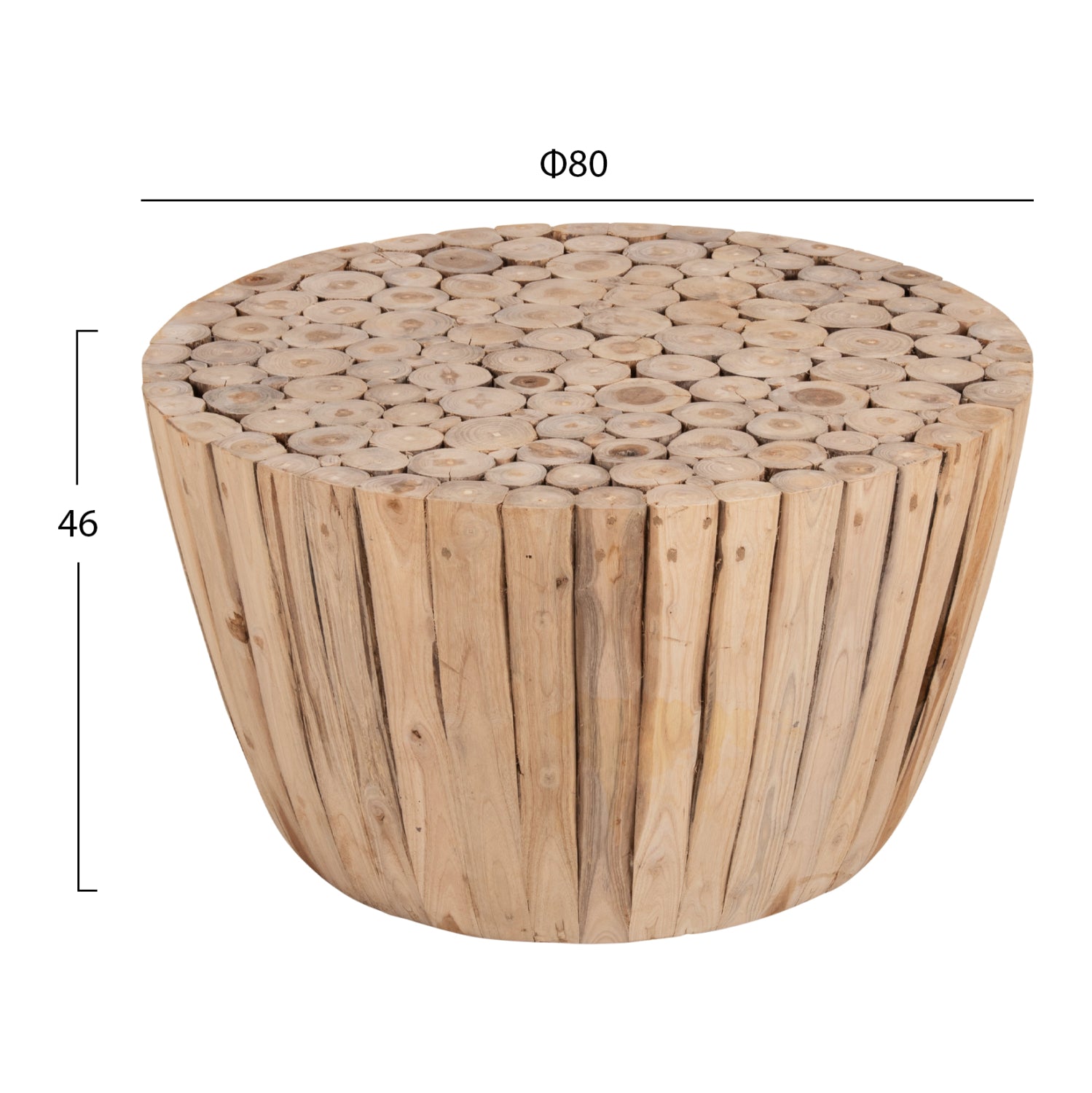 Масичка за кафе Теа тиково дърво естествен цвят Φ80x46см