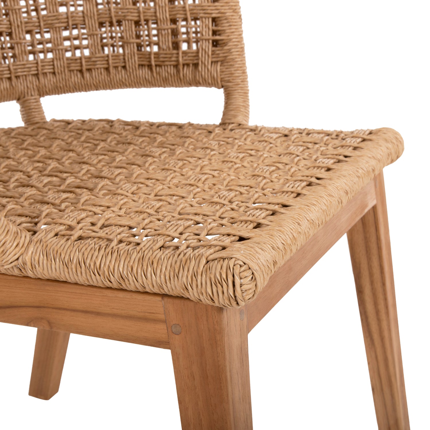 Кресло Фарли натурал тиково дърво/въже 58x59x72