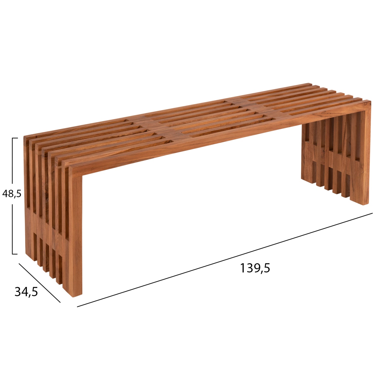 Пейка NYA натурал  139,5x34,5x48,5 тиково дърво