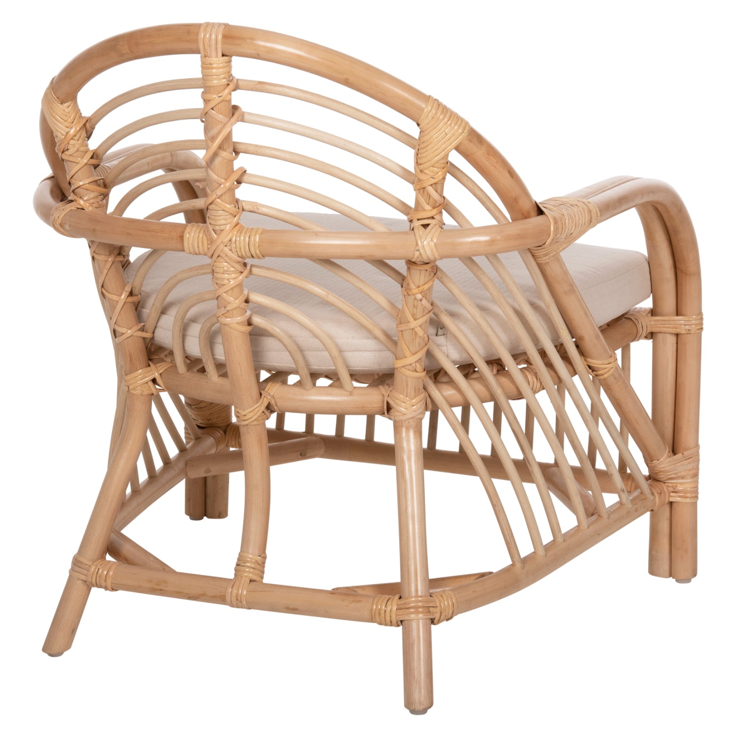 Кресло Femur от ратан с възглавница в естествен бял цвят 72x66x75см