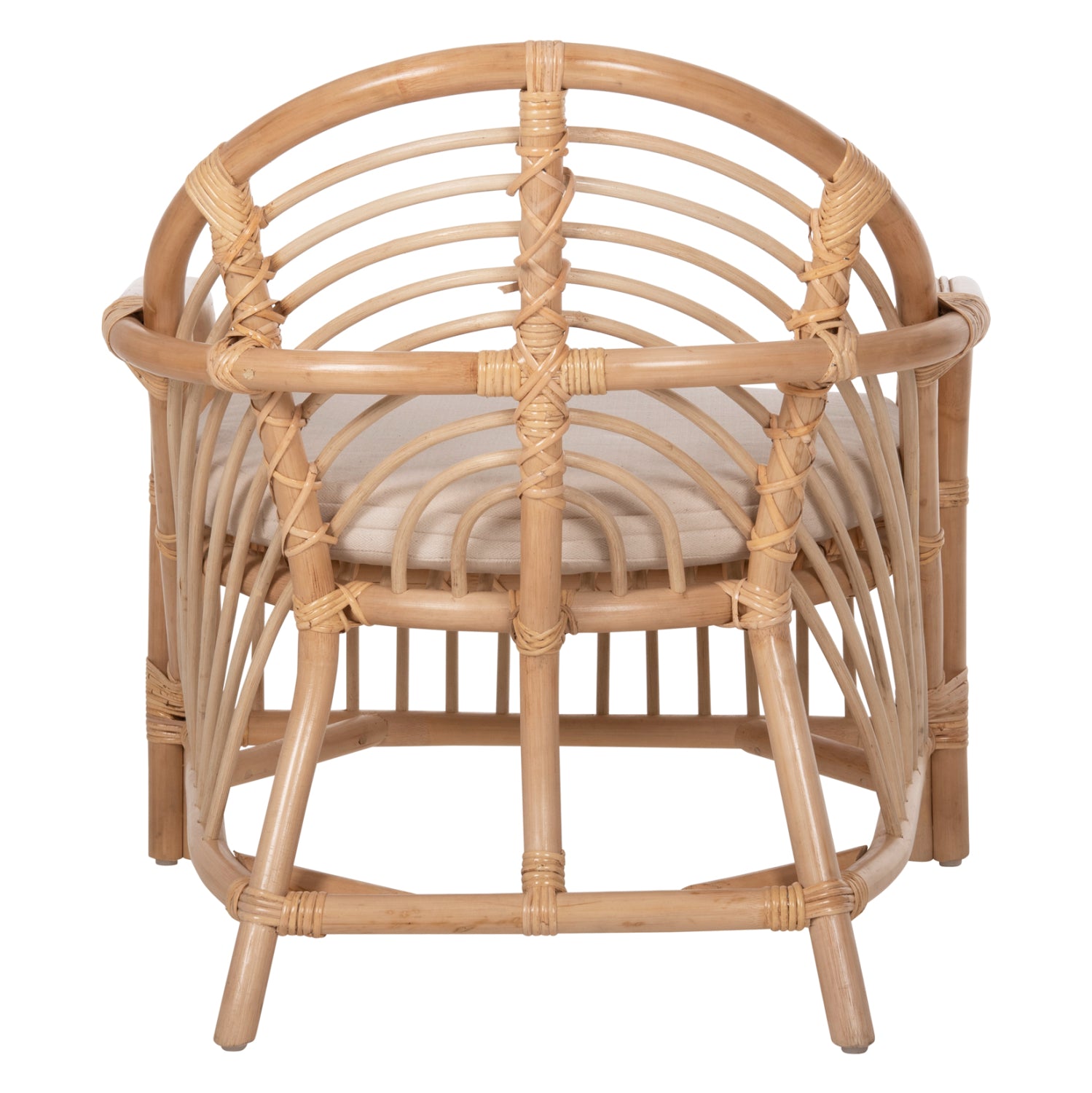 Кресло Femur от ратан с възглавница в естествен бял цвят 72x66x75см