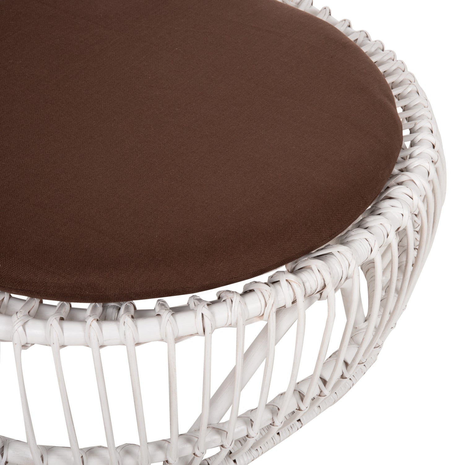 Фотьойл Ентрой цвят бял-ратан кафява възглавница   80x97x85