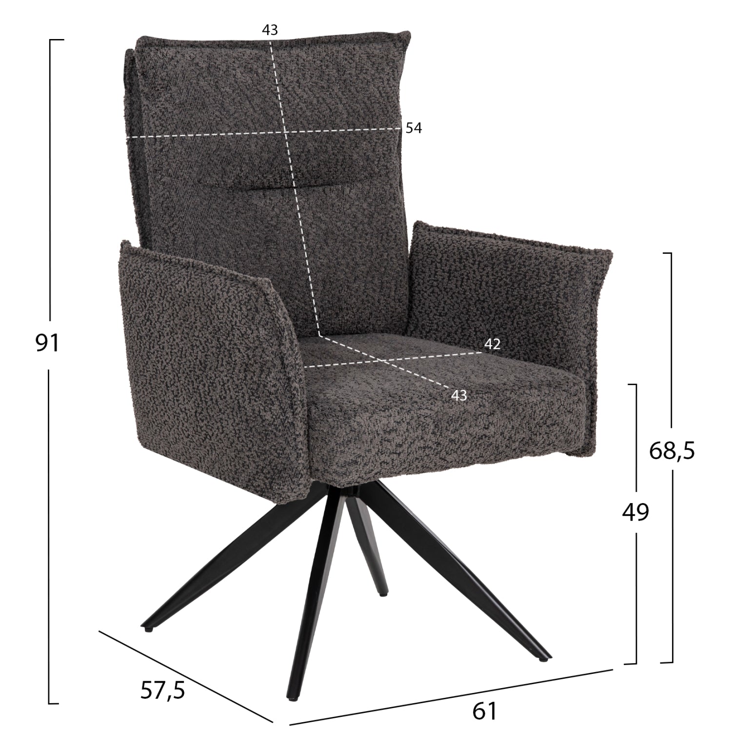 Кресло ZORIN сив цвят  64x66x94,5
