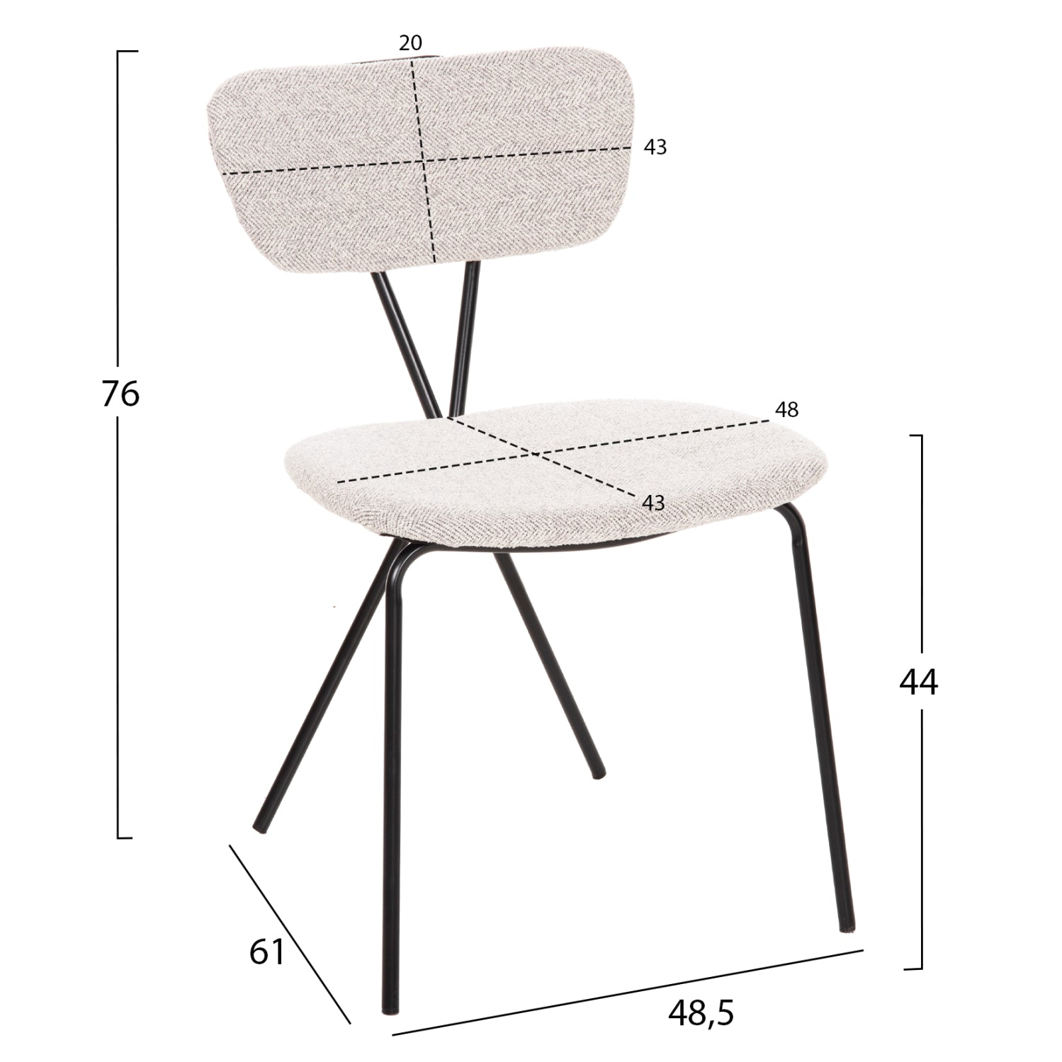 Стол  DORY  цвят светло сив-черен