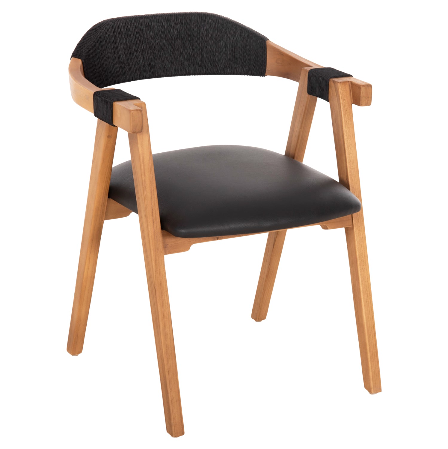 Кресло Римини цвят натурал тиково дърво-черен  60x61x76