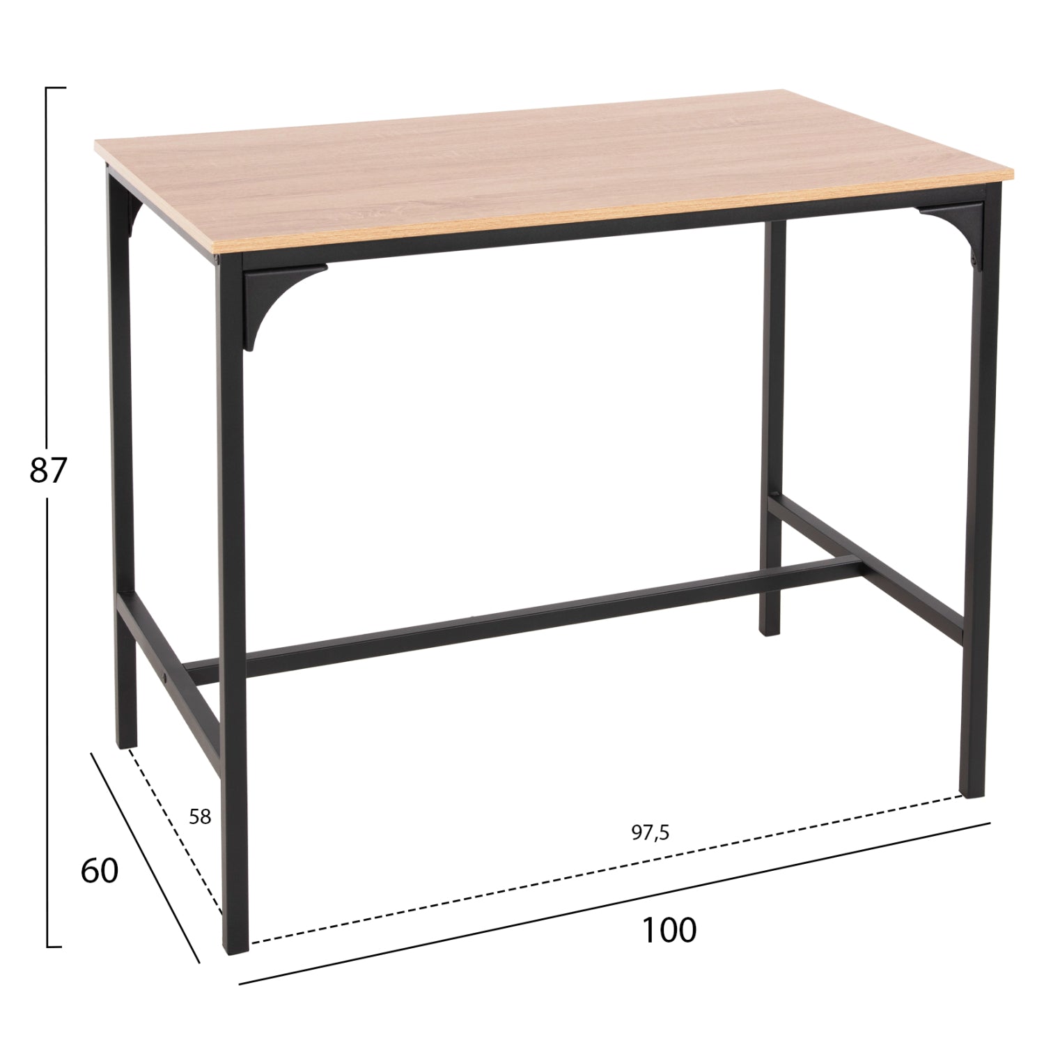 Бар комплект BOXY 5 части маса 100x60x86 цвят сонама-черен