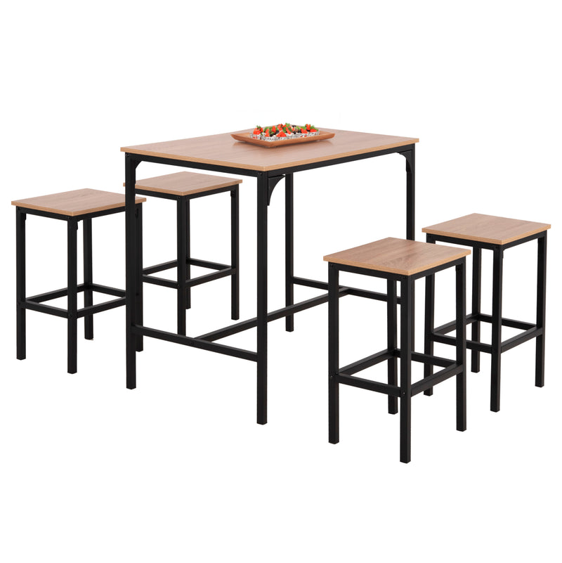 Бар комплект BOXY 5 части маса 100x60x86 цвят сонама-черен