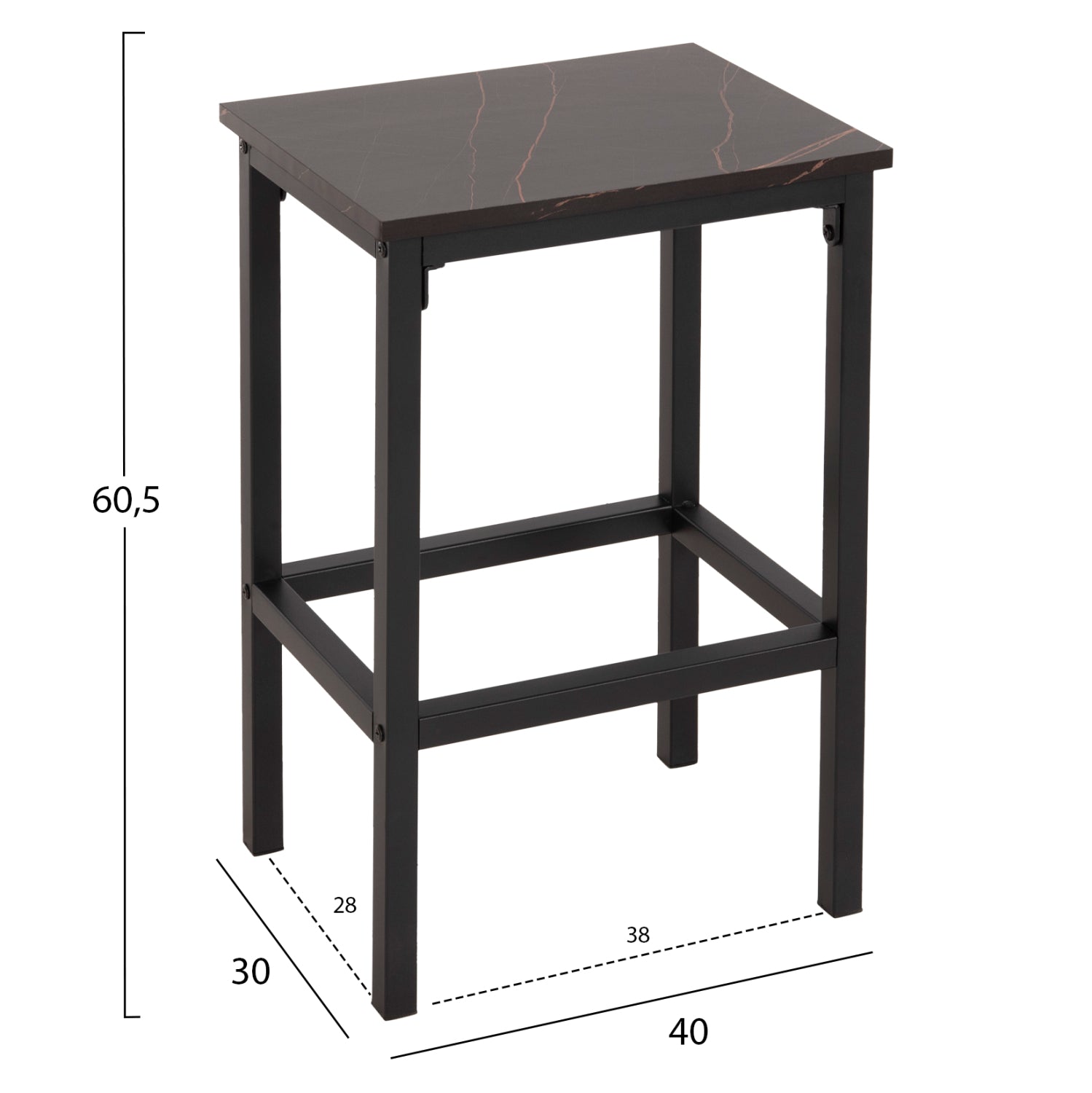 Комплект бар маса 100x60x86 +4 бар стола BOXY черен цвят