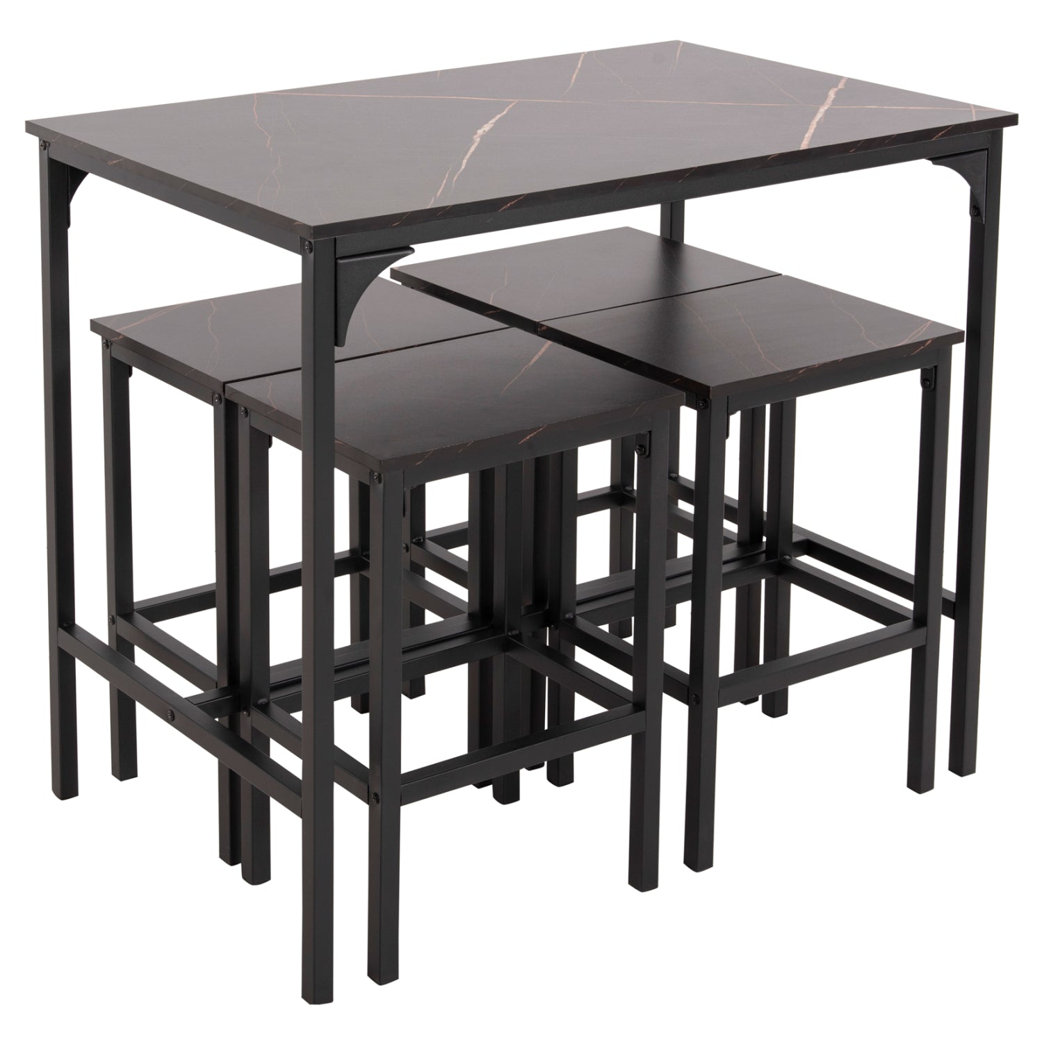 Комплект бар маса 100x60x86 +4 бар стола BOXY черен цвят