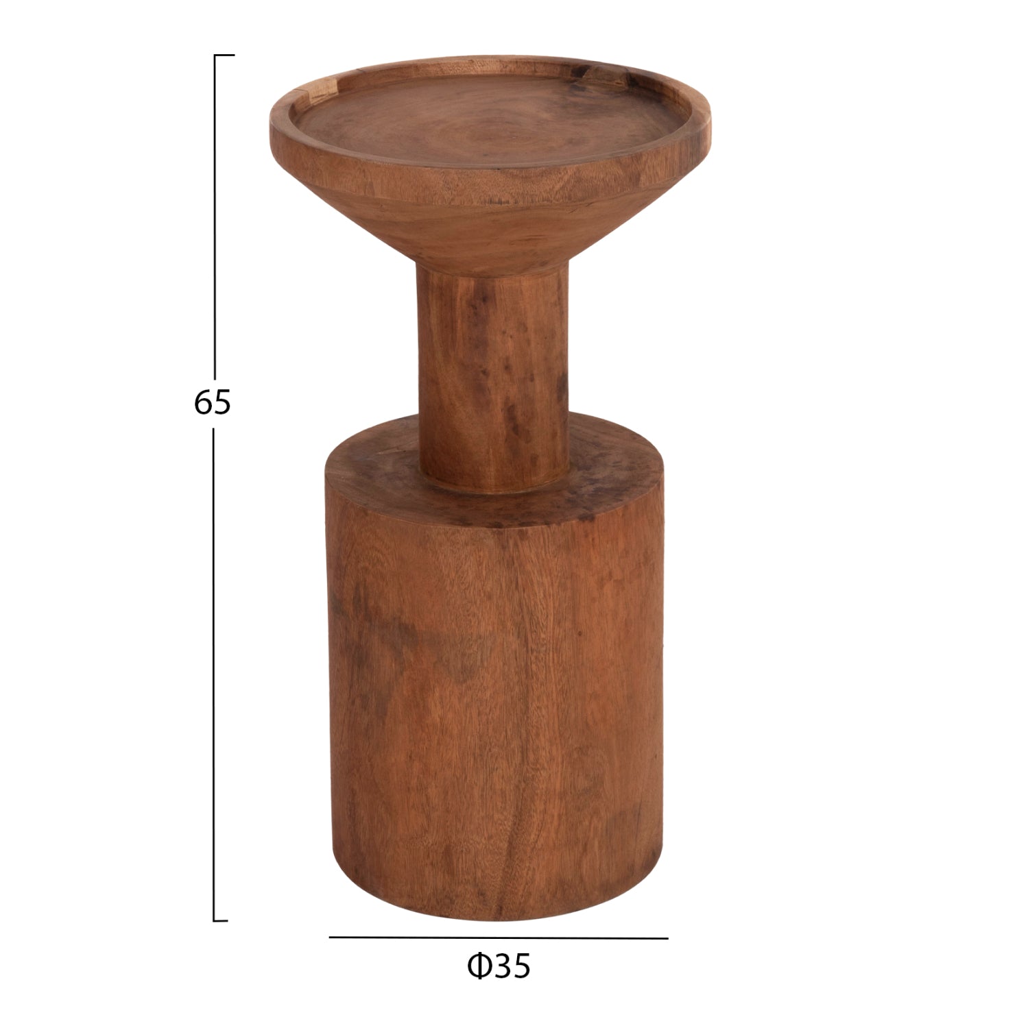 Странична маса Bermal от масивно суарово дърво в естествен цвят φ35x65hcм