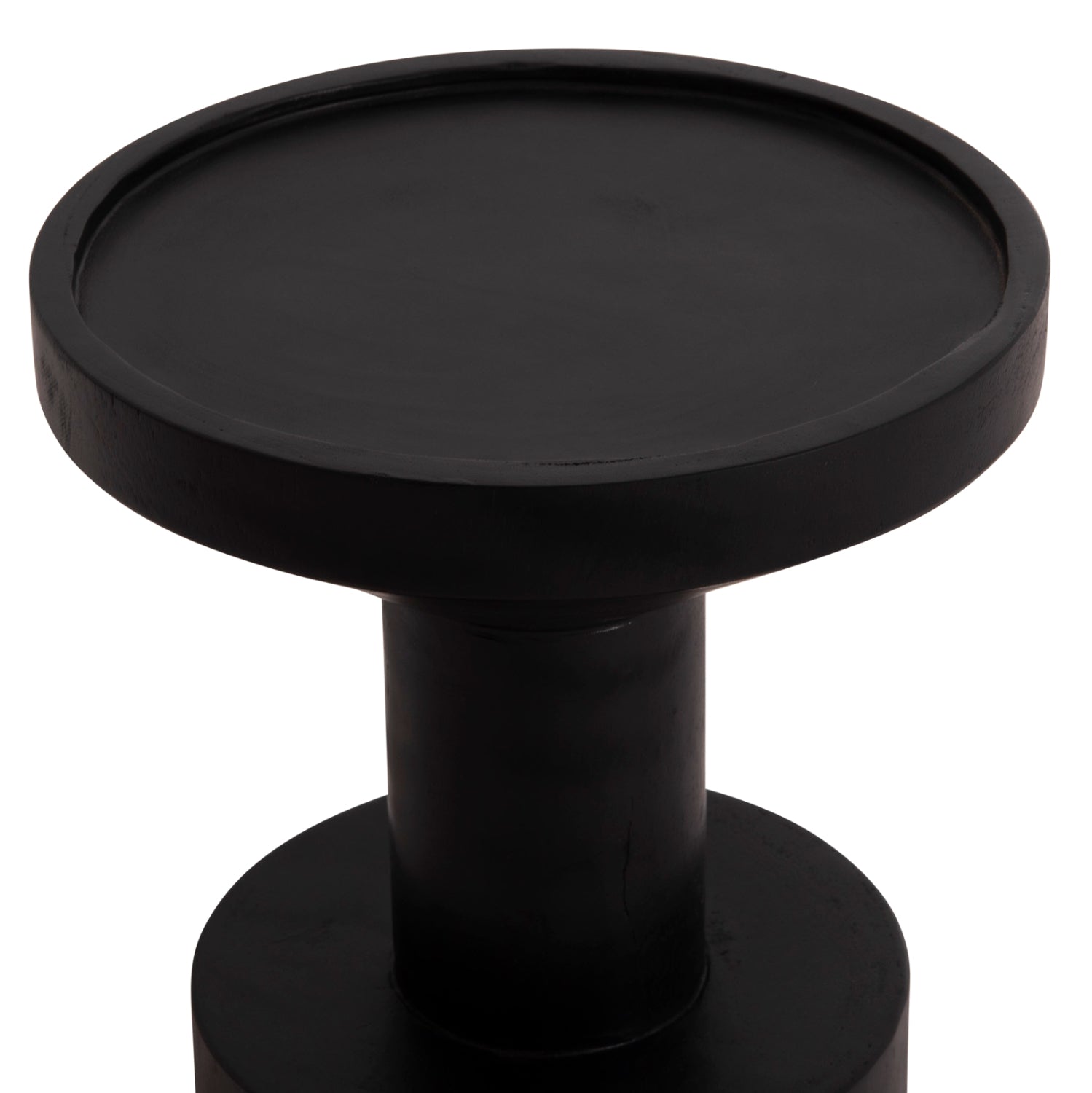 Странична маса Bermal от масивно дърво suar в черно φ35x65hcм