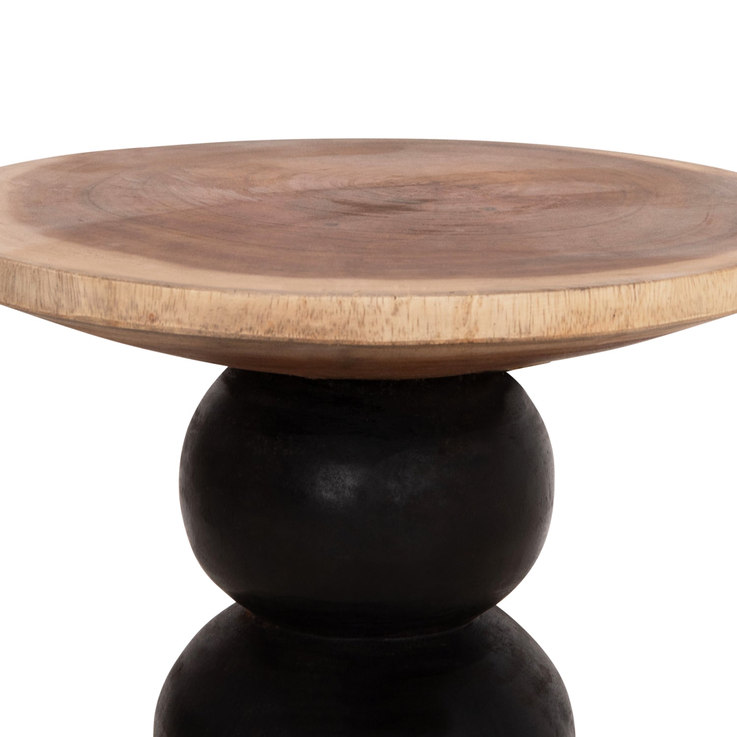 Кръгла странична маса JACKY suar естествено дърво и черно φ40x45.5hсм.