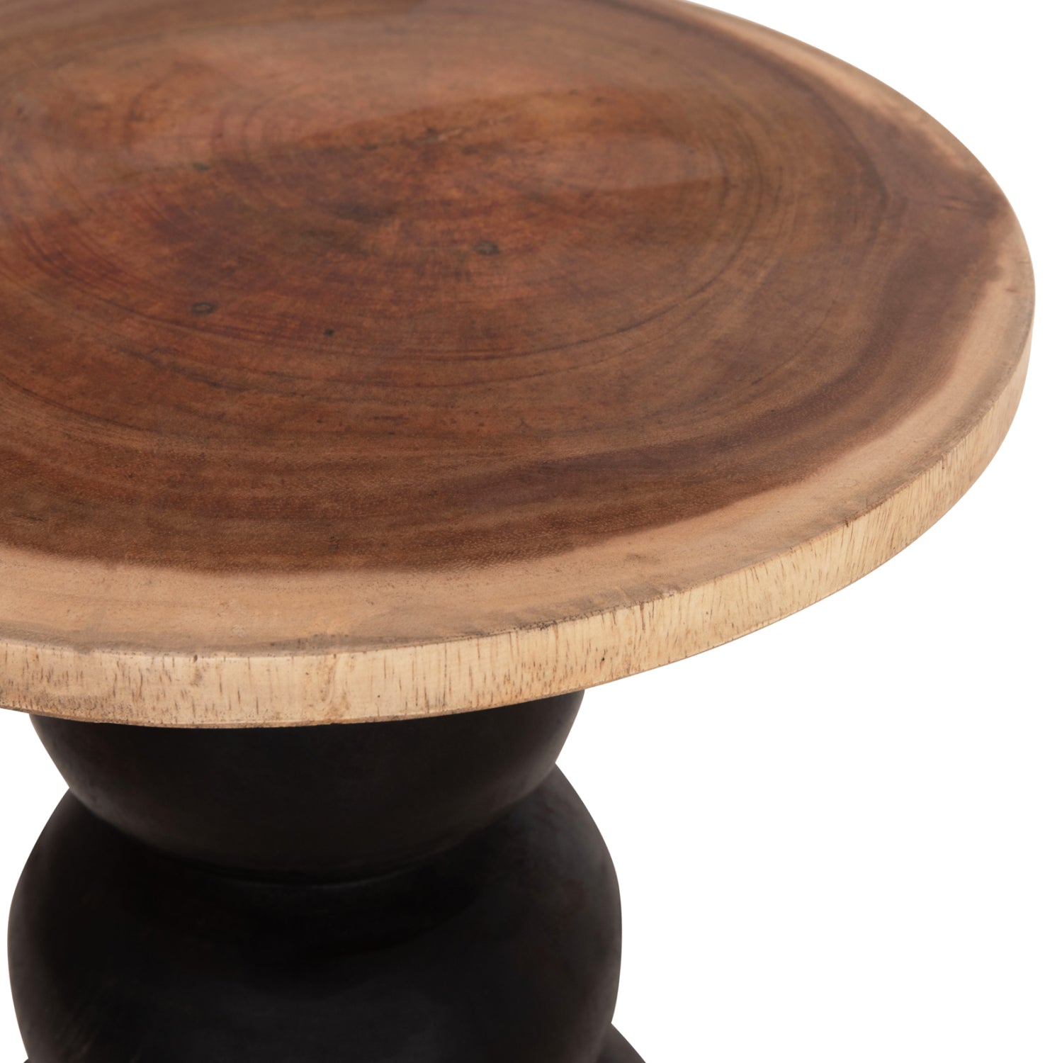 Кръгла странична маса JACKY suar естествено дърво и черно φ40x45.5hсм.