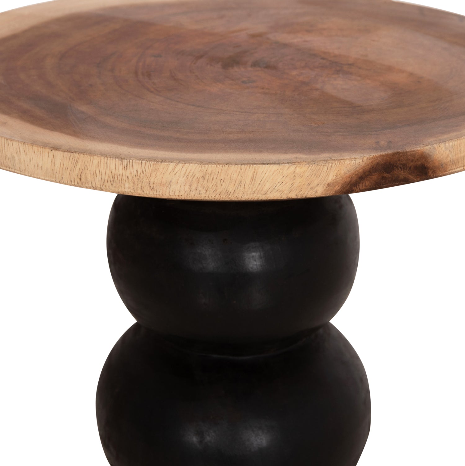Кръгла странична маса JACKY suar естествено дърво и черно φ40x45.5hсм.