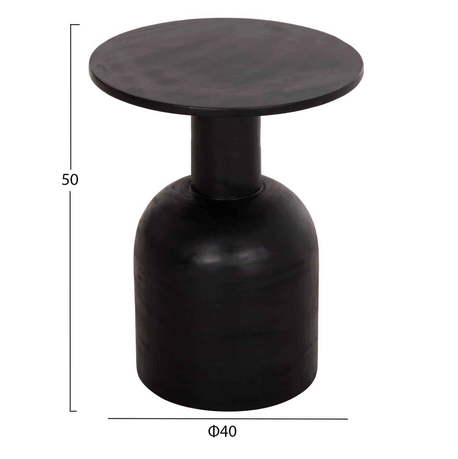 Странична маса Pumbe suar дърво в черен цвят φ40x50hcм