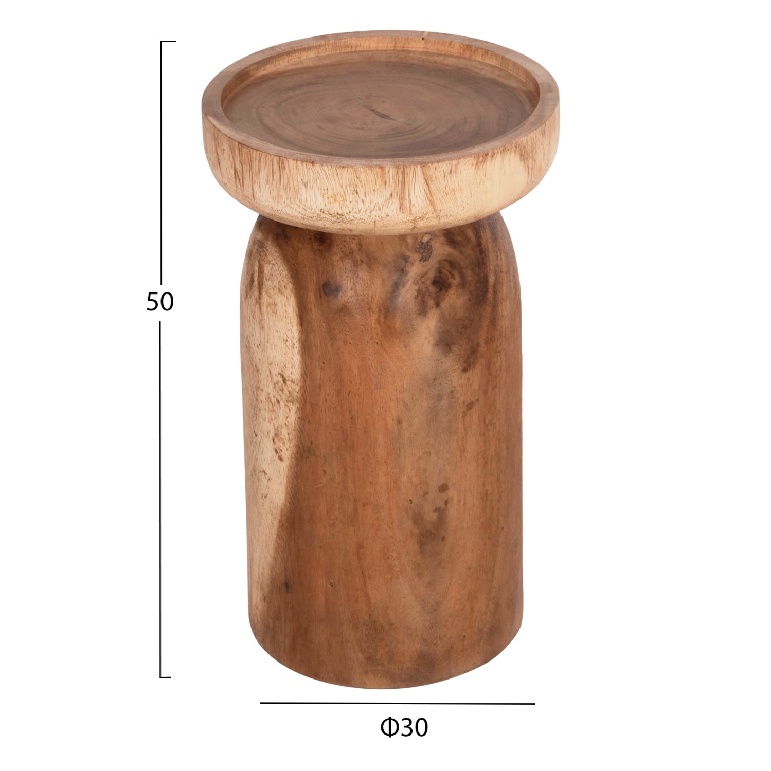 Странична маса Loki масивна дървесина suar, натурален цвят φ30x50hcм
