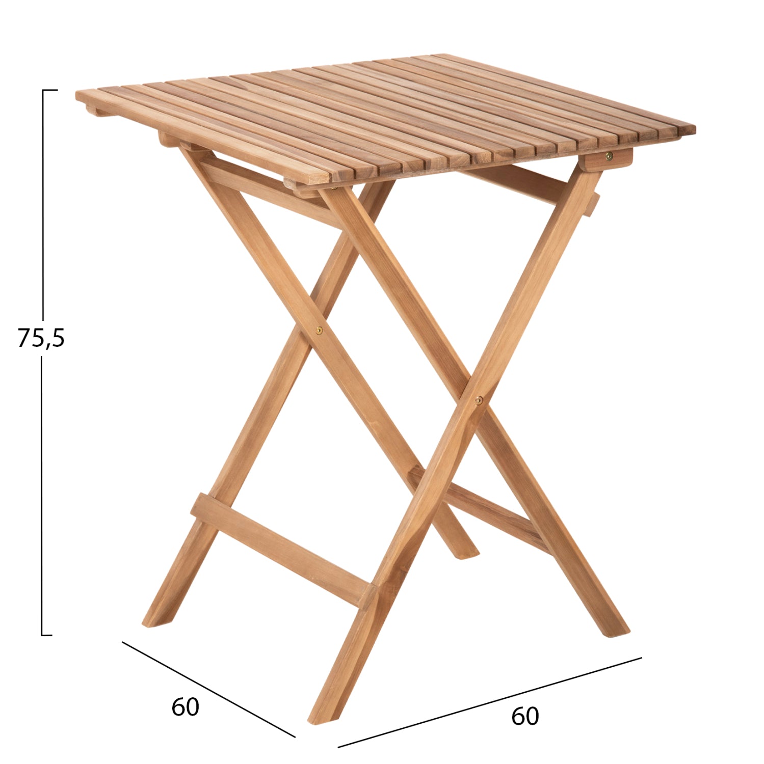Комплект  градински Кендъл  3 части /натурал сгъваем тиково дърво с маса 60/60/75.5см