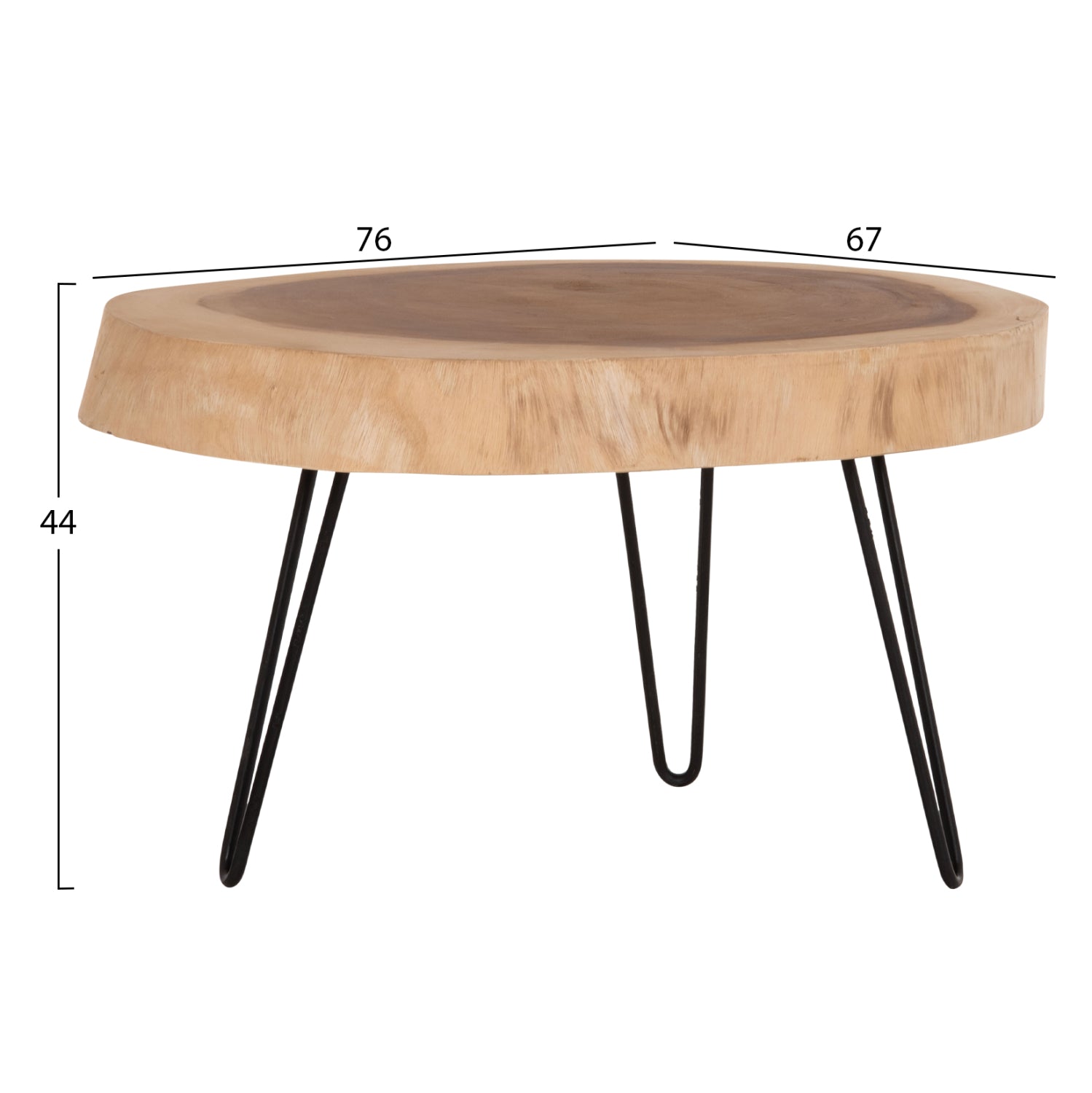 Холна маса SERVON естествено дърво суар-метал крака черни 76х67х44см.