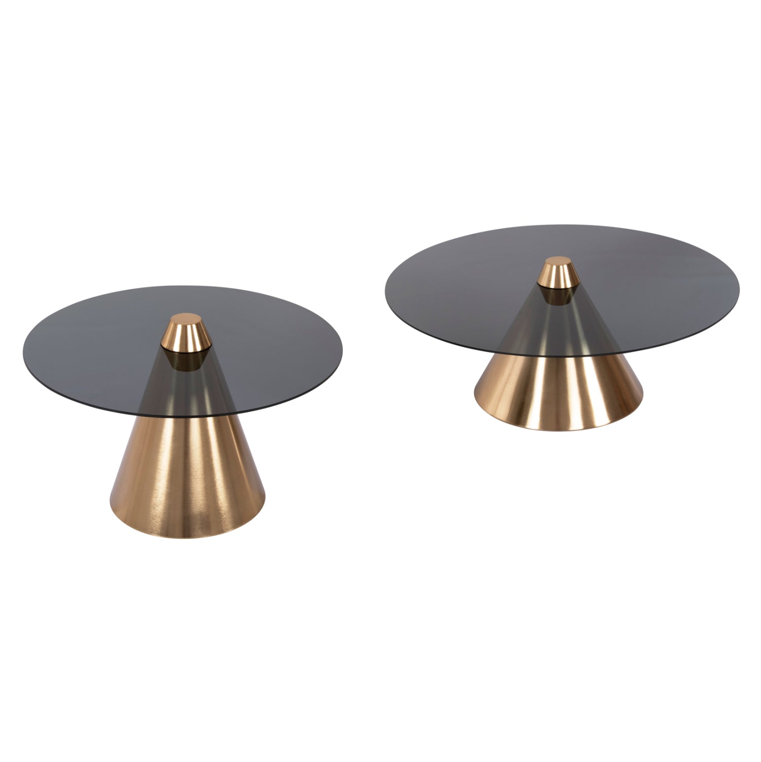 Комплект холни маси 2 бр REBEN златист метал-стъкло черен цвят Φ80 и Φ60 см