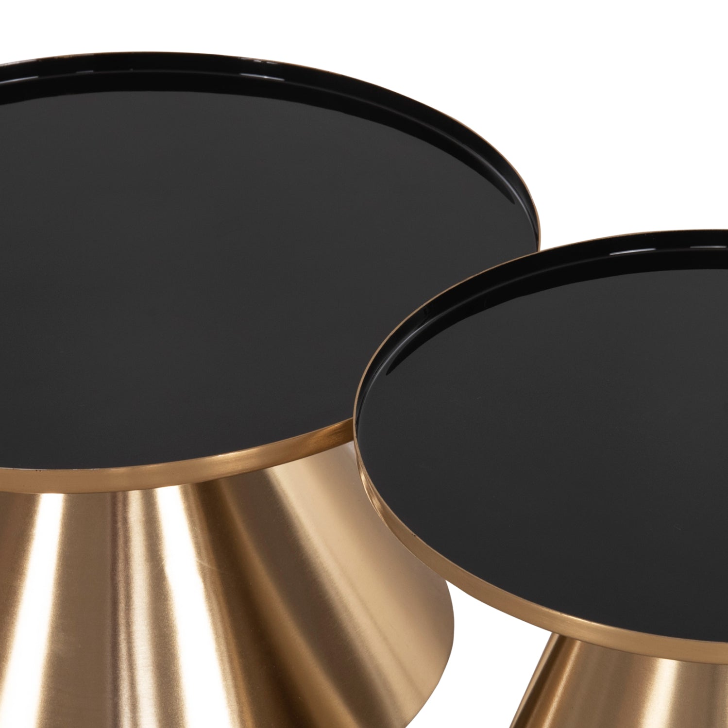 Комплект холни маси 2 бр LORME черен-златист цвят Φ50 И Φ40 см.