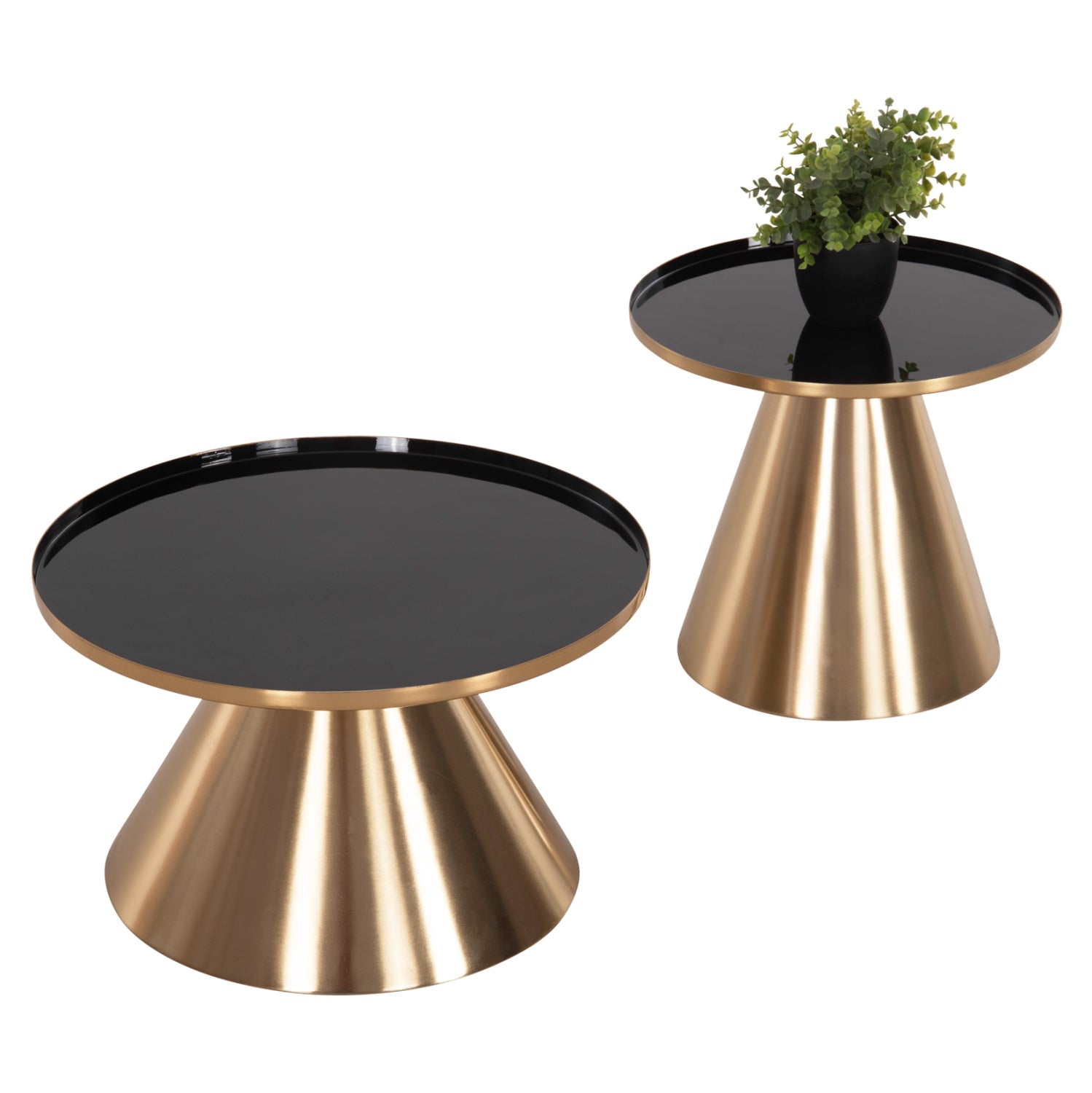 Комплект холни маси 2 бр LORME черен-златист цвят Φ50 И Φ40 см.