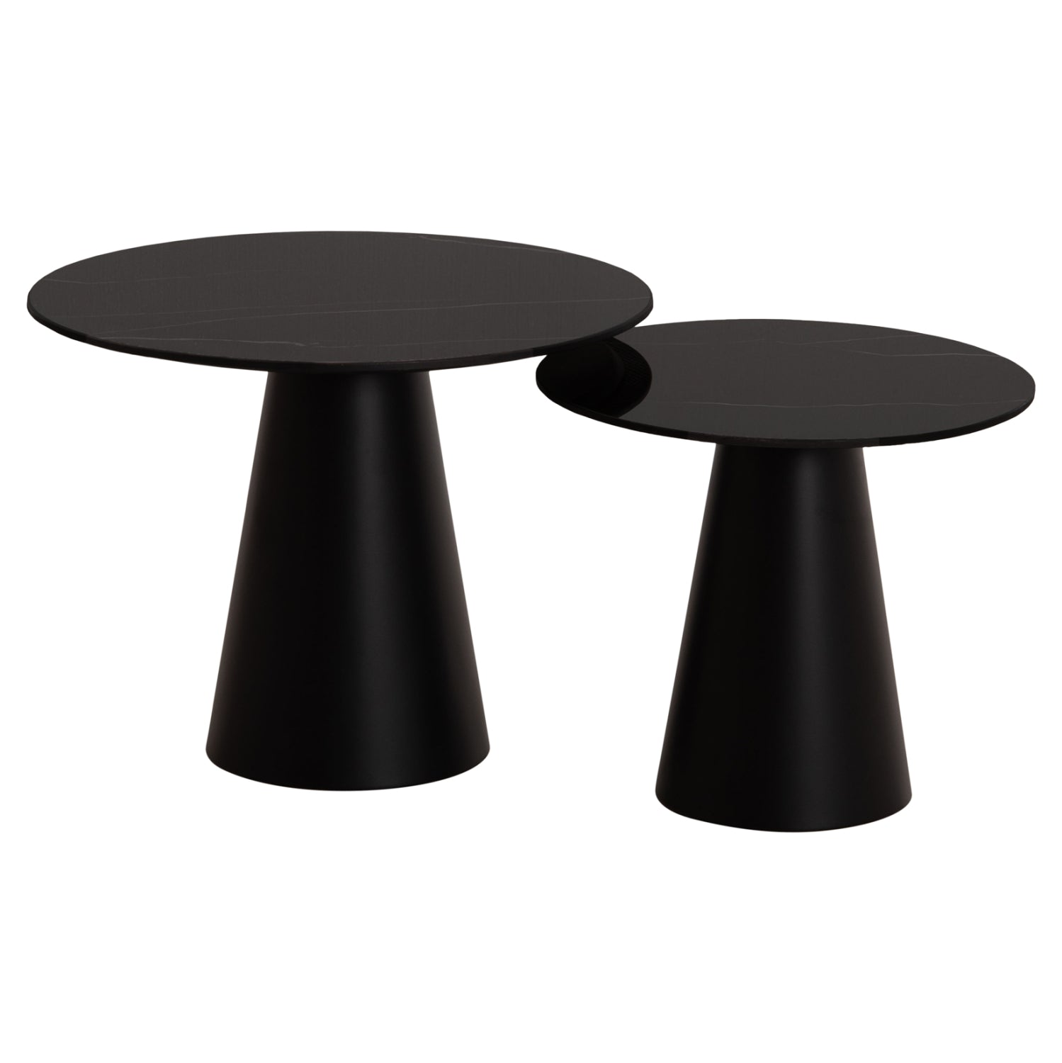 Комплект холни масички 2бр  DIEN метална основа/керамичен плот  Φ56 &amp; Φ43 см.