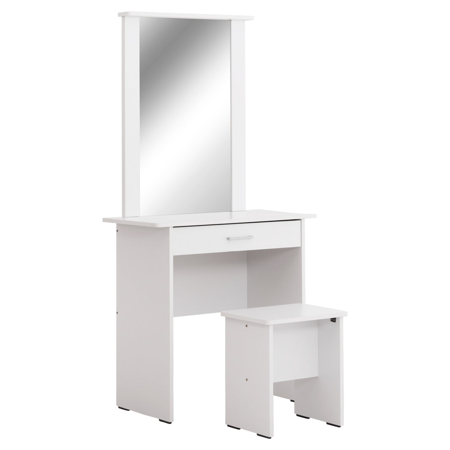 Тоалетка с огледало и табуретка CRYSTEL бял цвят  74x39x155см