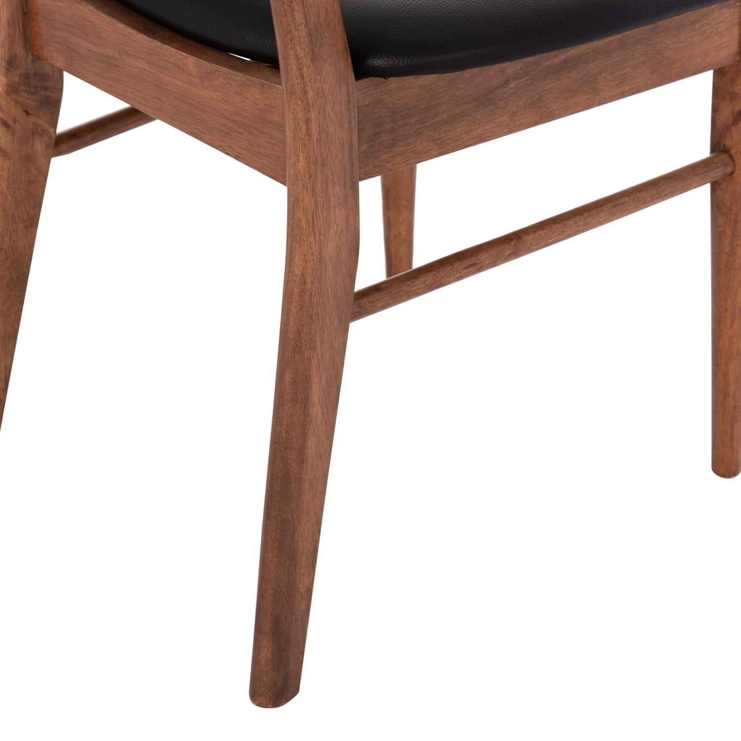 Трапезен стол Sekor орех каучуково дърво-черно pu 51x48x79cm