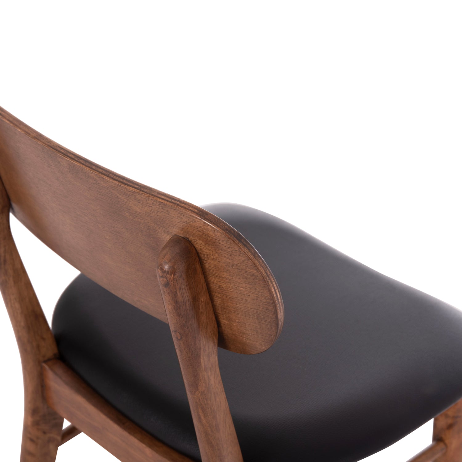 Трапезен стол Sekor орех каучуково дърво-черно pu 51x48x79cm