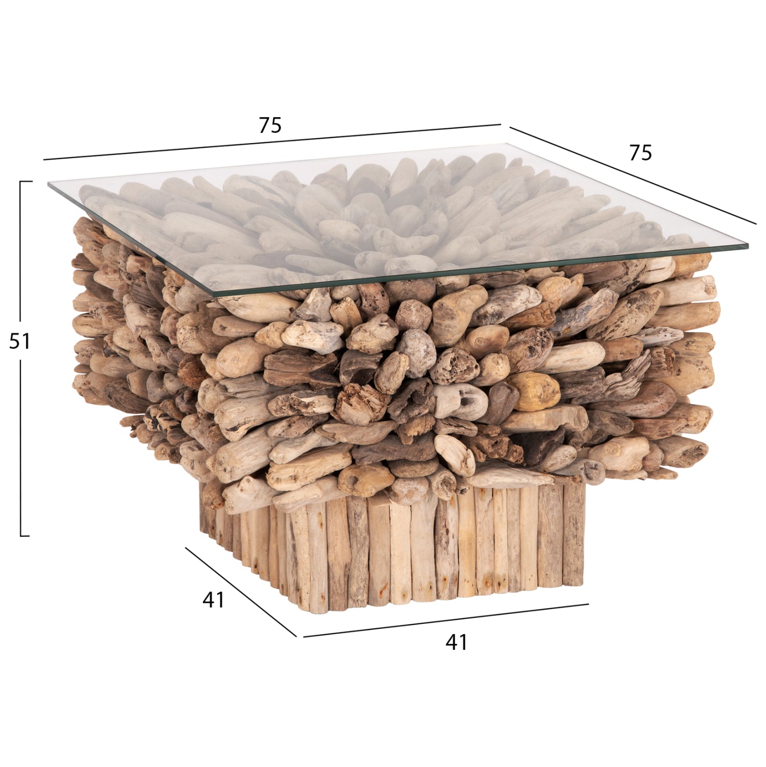 Холна маса SPARROW естествен цвят  75x75x51см